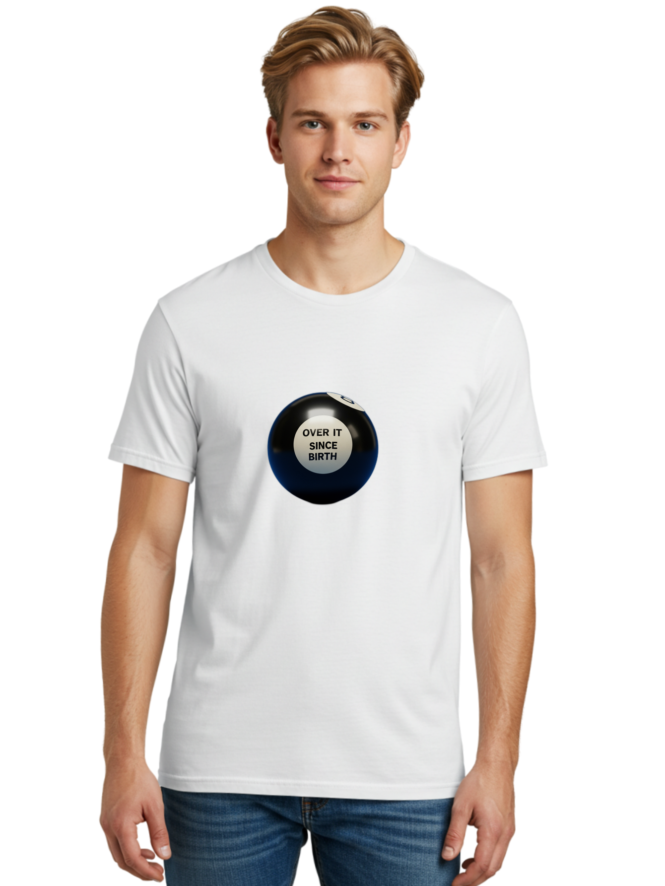8-Ball-With-Over-It-Since-Birth-Text Men'S Graphic Tee, 100% Cotton, Comfortable Casual Summer Wear, Machine Washable, Vintage Camera, Old Camera, Antique Camera, Black Camera, Classic Photography, Photography Equipment, Nostalgic Device, Baj903 26