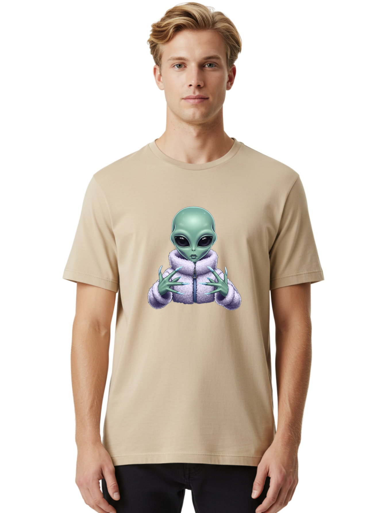 Alien-In-Sherpa-Jacket Men'S Graphic Tee, 100% Cotton, Comfortable Casual Summer Wear, Machine Washable, Vintage Camera, Old Camera, Antique Camera, Black Camera, Classic Photography, Photography Equipment, Nostalgic Device, Film Camera, Baj920 6