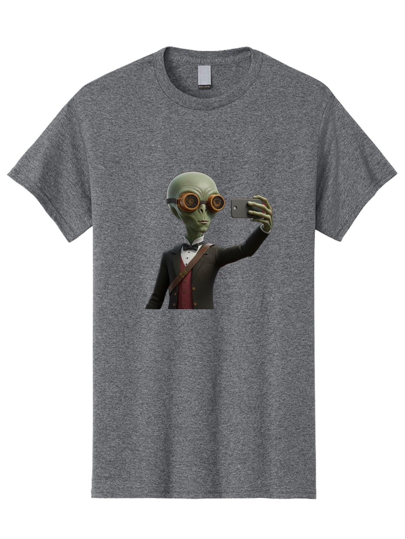 Alien-Taking-Selfie Men'S Graphic Tee, 100% Cotton, Comfortable Casual Summer Wear, Machine Washable, Vintage Camera, Old Camera, Antique Camera, Black Camera, Classic Photography, Photography Equipment, Nostalgic Device, Film Camera, Baj925 4