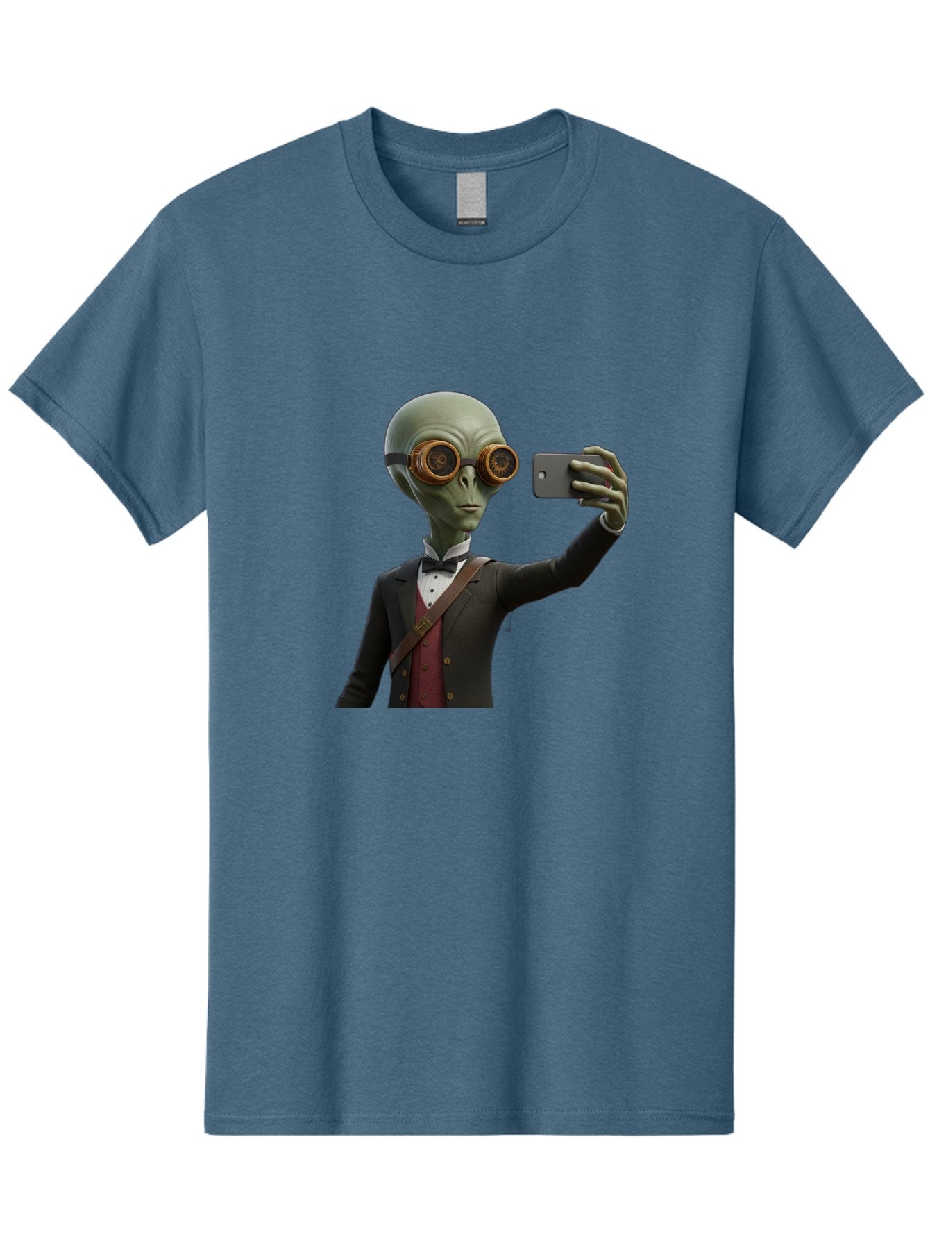 Alien-Taking-Selfie Men'S Graphic Tee, 100% Cotton, Comfortable Casual Summer Wear, Machine Washable, Vintage Camera, Old Camera, Antique Camera, Black Camera, Classic Photography, Photography Equipment, Nostalgic Device, Film Camera, Baj925 9