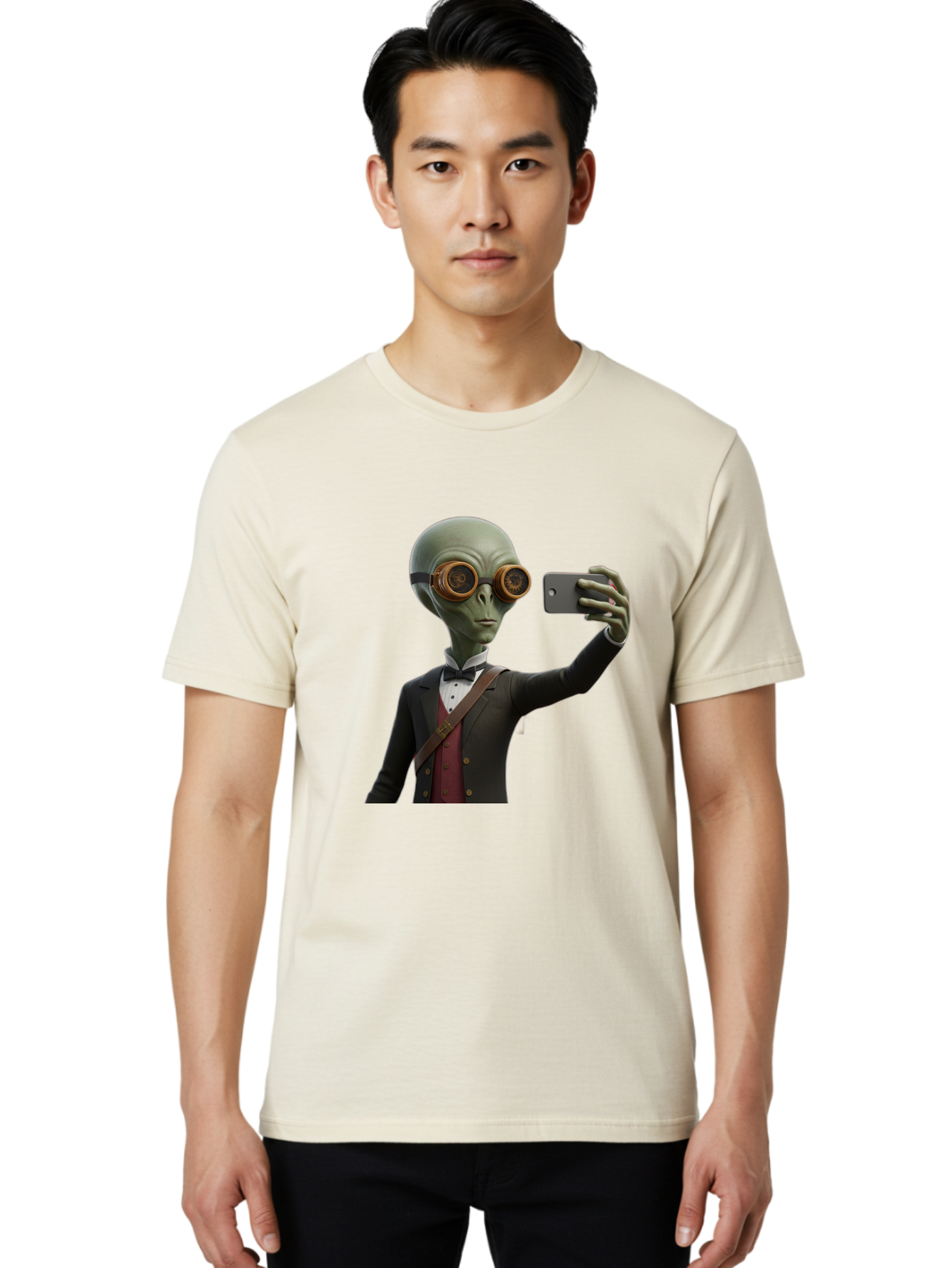 Alien-Taking-Selfie Men'S Graphic Tee, 100% Cotton, Comfortable Casual Summer Wear, Machine Washable, Vintage Camera, Old Camera, Antique Camera, Black Camera, Classic Photography, Photography Equipment, Nostalgic Device, Film Camera, Baj925 28