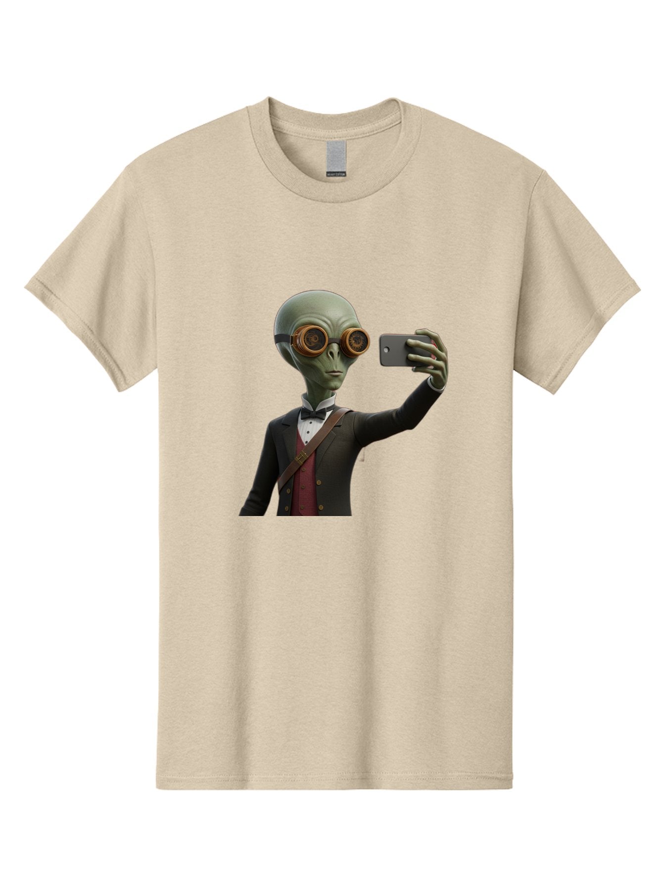 Alien-Taking-Selfie Men'S Graphic Tee, 100% Cotton, Comfortable Casual Summer Wear, Machine Washable, Vintage Camera, Old Camera, Antique Camera, Black Camera, Classic Photography, Photography Equipment, Nostalgic Device, Film Camera, Baj925