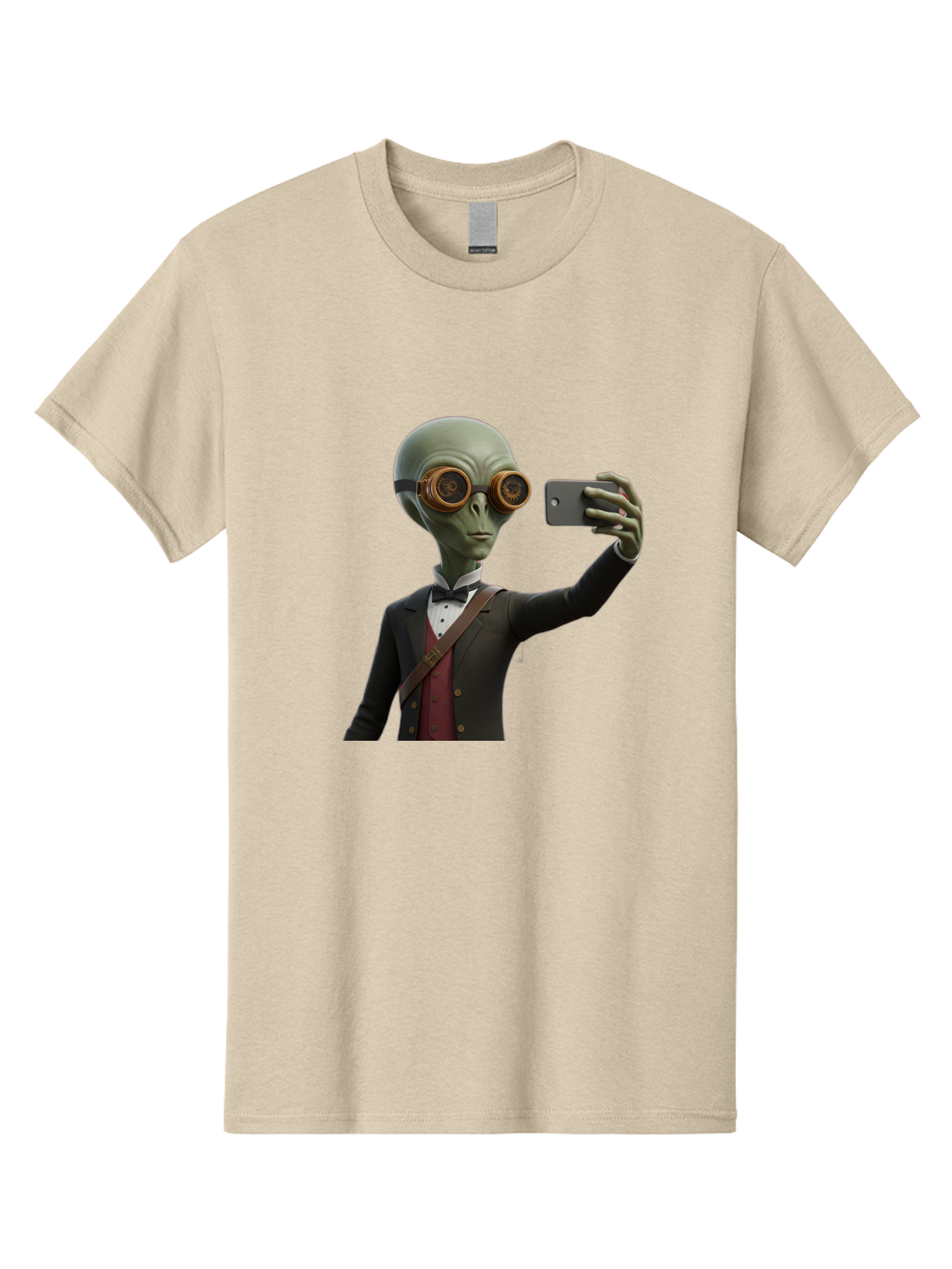 Alien-Taking-Selfie Men'S Graphic Tee, 100% Cotton, Comfortable Casual Summer Wear, Machine Washable, Vintage Camera, Old Camera, Antique Camera, Black Camera, Classic Photography, Photography Equipment, Nostalgic Device, Film Camera, Baj925 21