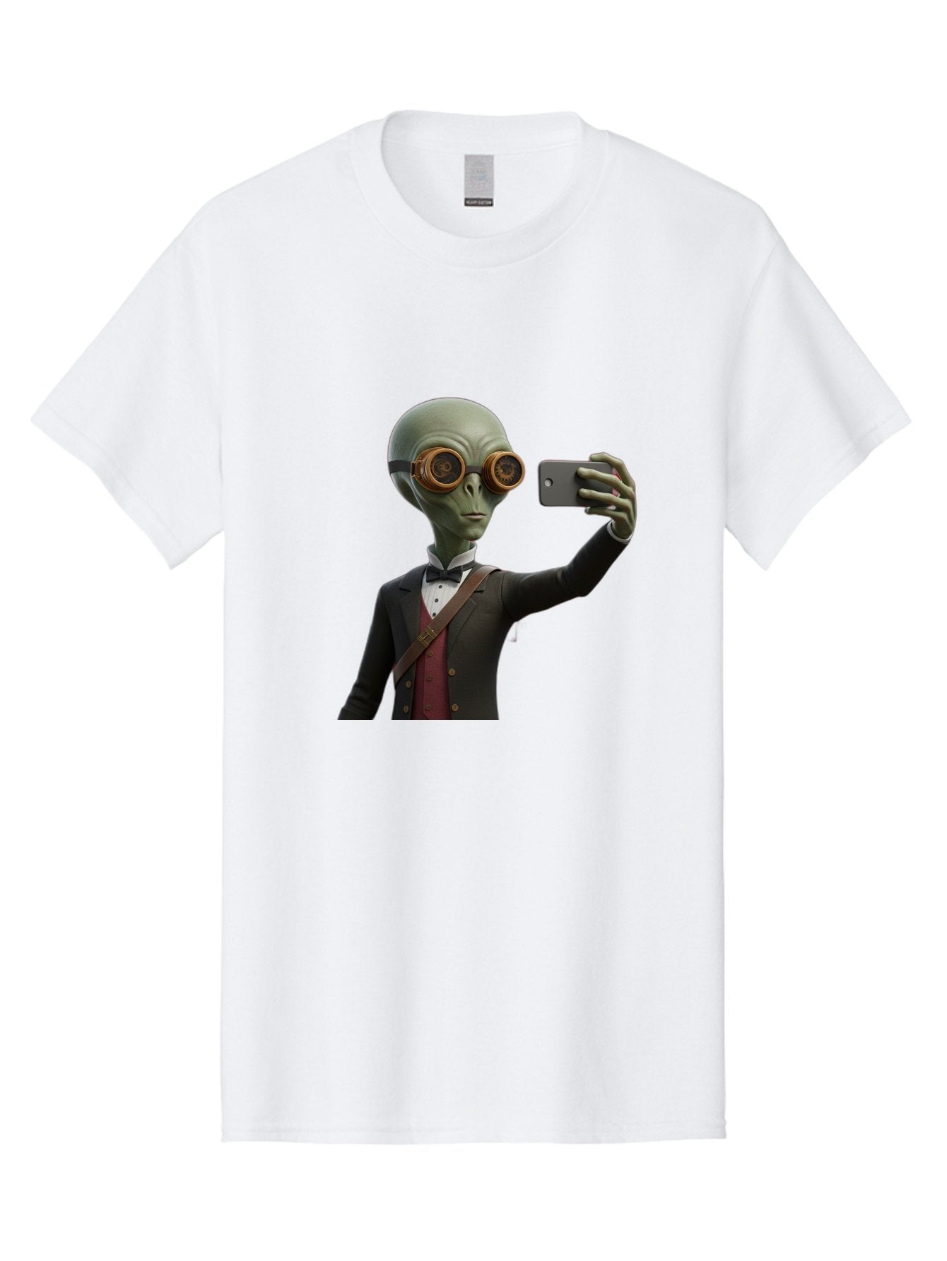 Alien-Taking-Selfie Men'S Graphic Tee, 100% Cotton, Comfortable Casual Summer Wear, Machine Washable, Vintage Camera, Old Camera, Antique Camera, Black Camera, Classic Photography, Photography Equipment, Nostalgic Device, Film Camera, Baj925 12
