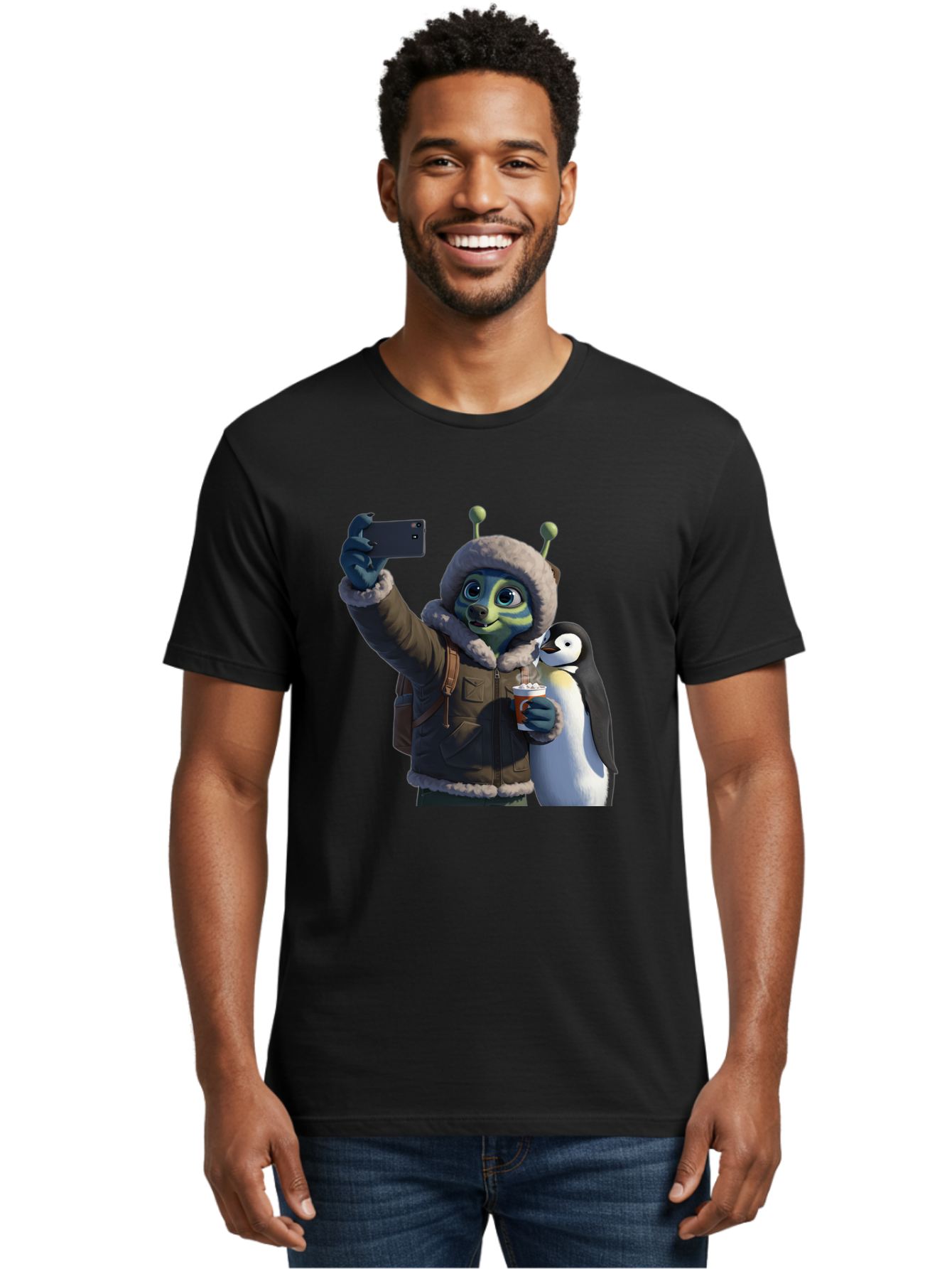 Alien-With-Penguin Men'S Graphic Tee, 100% Cotton, Comfortable Casual Summer Wear, Machine Washable, Vintage Camera, Old Camera, Antique Camera, Black Camera, Classic Photography, Photography Equipment, Nostalgic Device, Film Camera, Baj926 22
