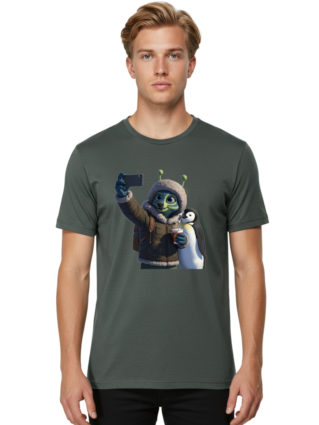 Alien-With-Penguin Men'S Graphic Tee, 100% Cotton, Comfortable Casual Summer Wear, Machine Washable, Vintage Camera, Old Camera, Antique Camera, Black Camera, Classic Photography, Photography Equipment, Nostalgic Device, Film Camera, Baj926 30
