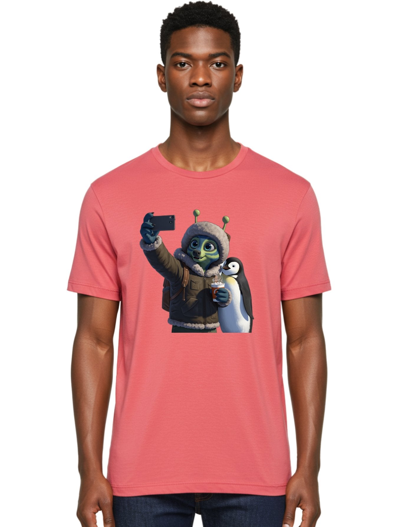 Alien-With-Penguin Men'S Graphic Tee, 100% Cotton, Comfortable Casual Summer Wear, Machine Washable, Vintage Camera, Old Camera, Antique Camera, Black Camera, Classic Photography, Photography Equipment, Nostalgic Device, Film Camera, Baj926 30