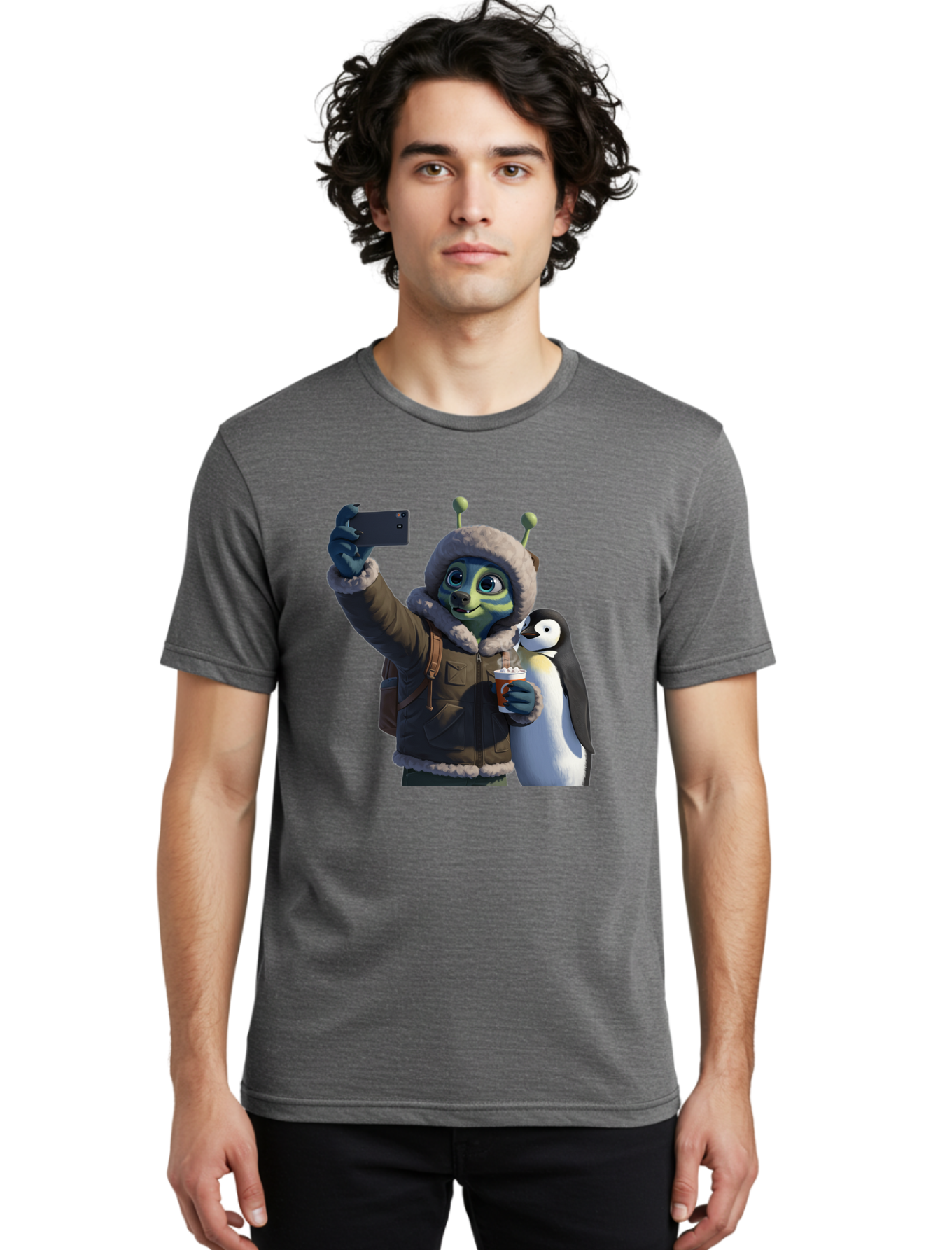 Alien-With-Penguin Men'S Graphic Tee, 100% Cotton, Comfortable Casual Summer Wear, Machine Washable, Vintage Camera, Old Camera, Antique Camera, Black Camera, Classic Photography, Photography Equipment, Nostalgic Device, Film Camera, Baj926 18