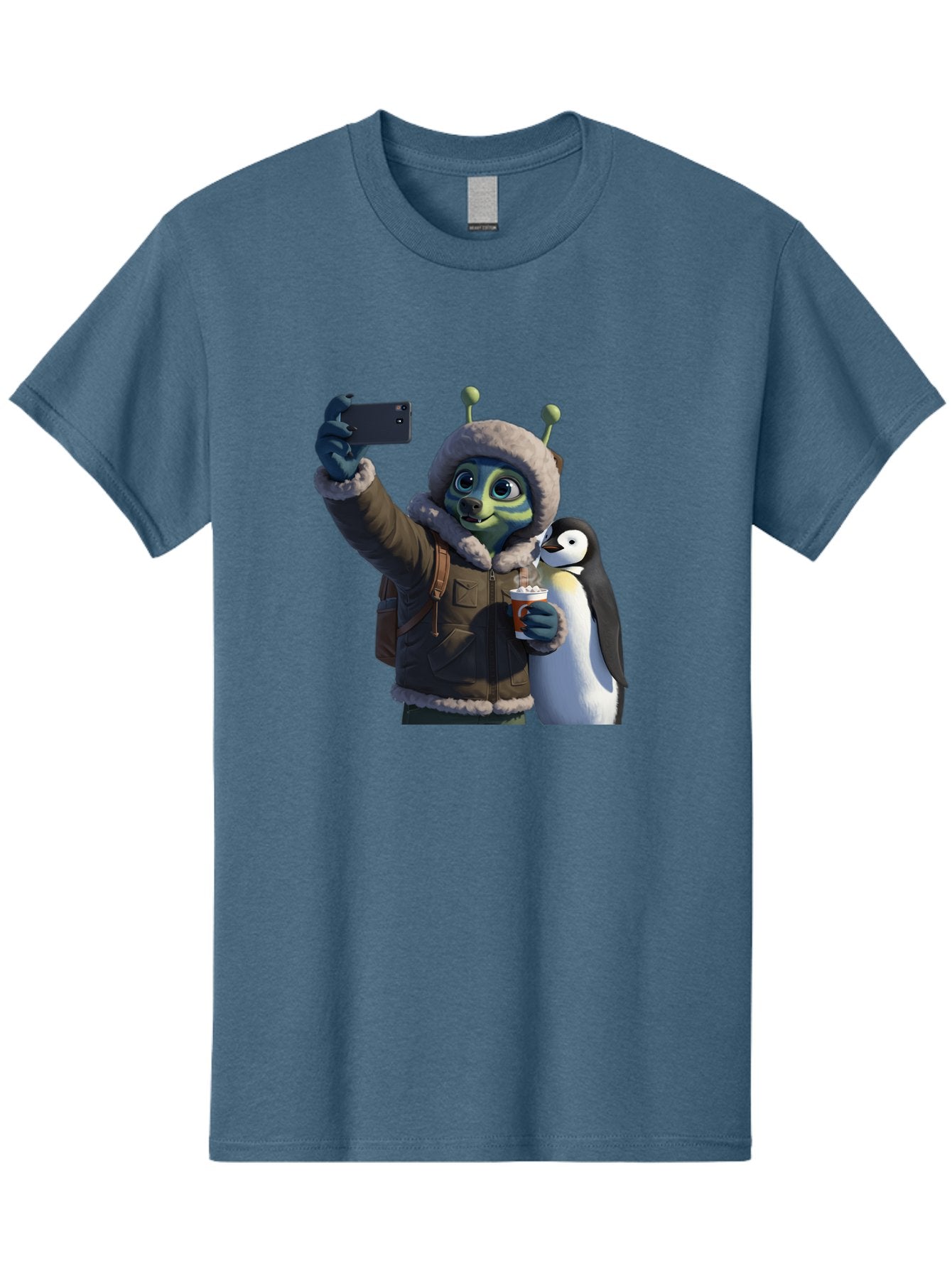 Alien-With-Penguin Men'S Graphic Tee, 100% Cotton, Comfortable Casual Summer Wear, Machine Washable, Vintage Camera, Old Camera, Antique Camera, Black Camera, Classic Photography, Photography Equipment, Nostalgic Device, Film Camera, Baj926 8