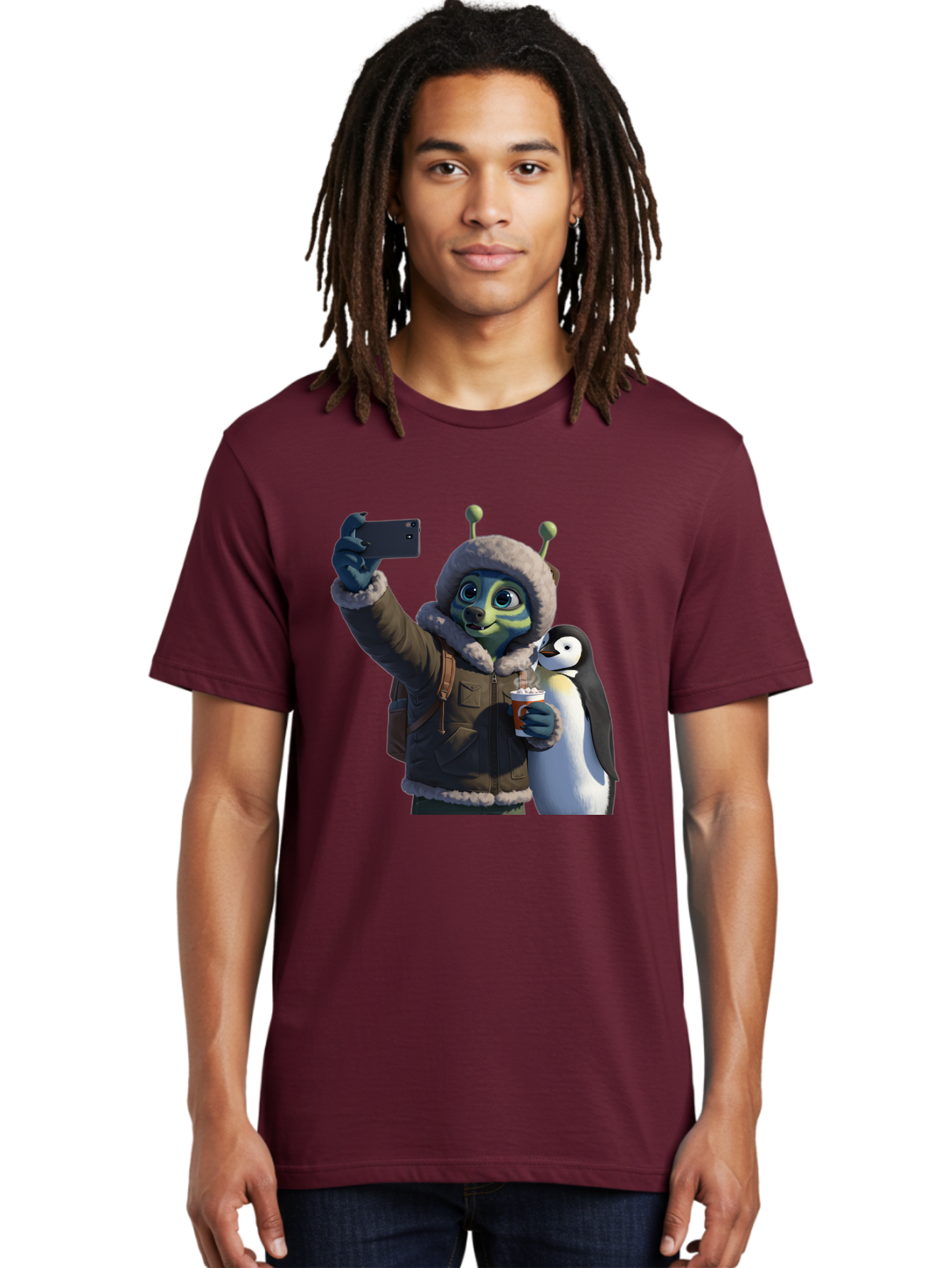 Alien-With-Penguin Men'S Graphic Tee, 100% Cotton, Comfortable Casual Summer Wear, Machine Washable, Vintage Camera, Old Camera, Antique Camera, Black Camera, Classic Photography, Photography Equipment, Nostalgic Device, Film Camera, Baj926 6