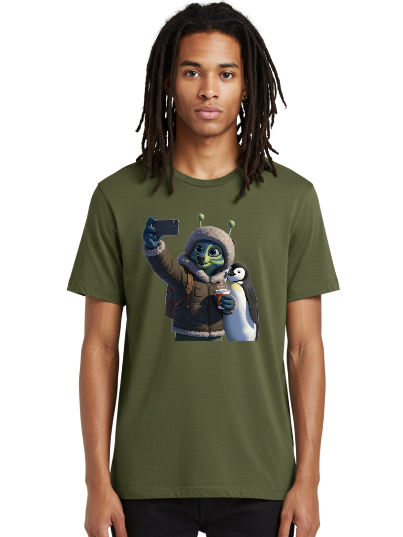 Alien-With-Penguin Men'S Graphic Tee, 100% Cotton, Comfortable Casual Summer Wear, Machine Washable, Vintage Camera, Old Camera, Antique Camera, Black Camera, Classic Photography, Photography Equipment, Nostalgic Device, Film Camera, Baj926 14