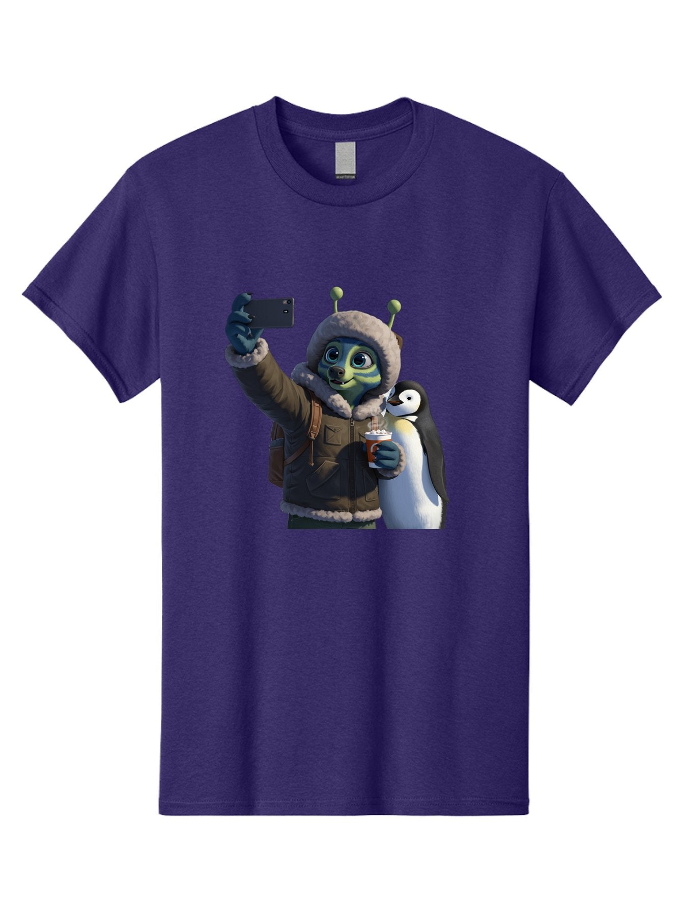 Alien-With-Penguin Men'S Graphic Tee, 100% Cotton, Comfortable Casual Summer Wear, Machine Washable, Vintage Camera, Old Camera, Antique Camera, Black Camera, Classic Photography, Photography Equipment, Nostalgic Device, Film Camera, Baj926 9