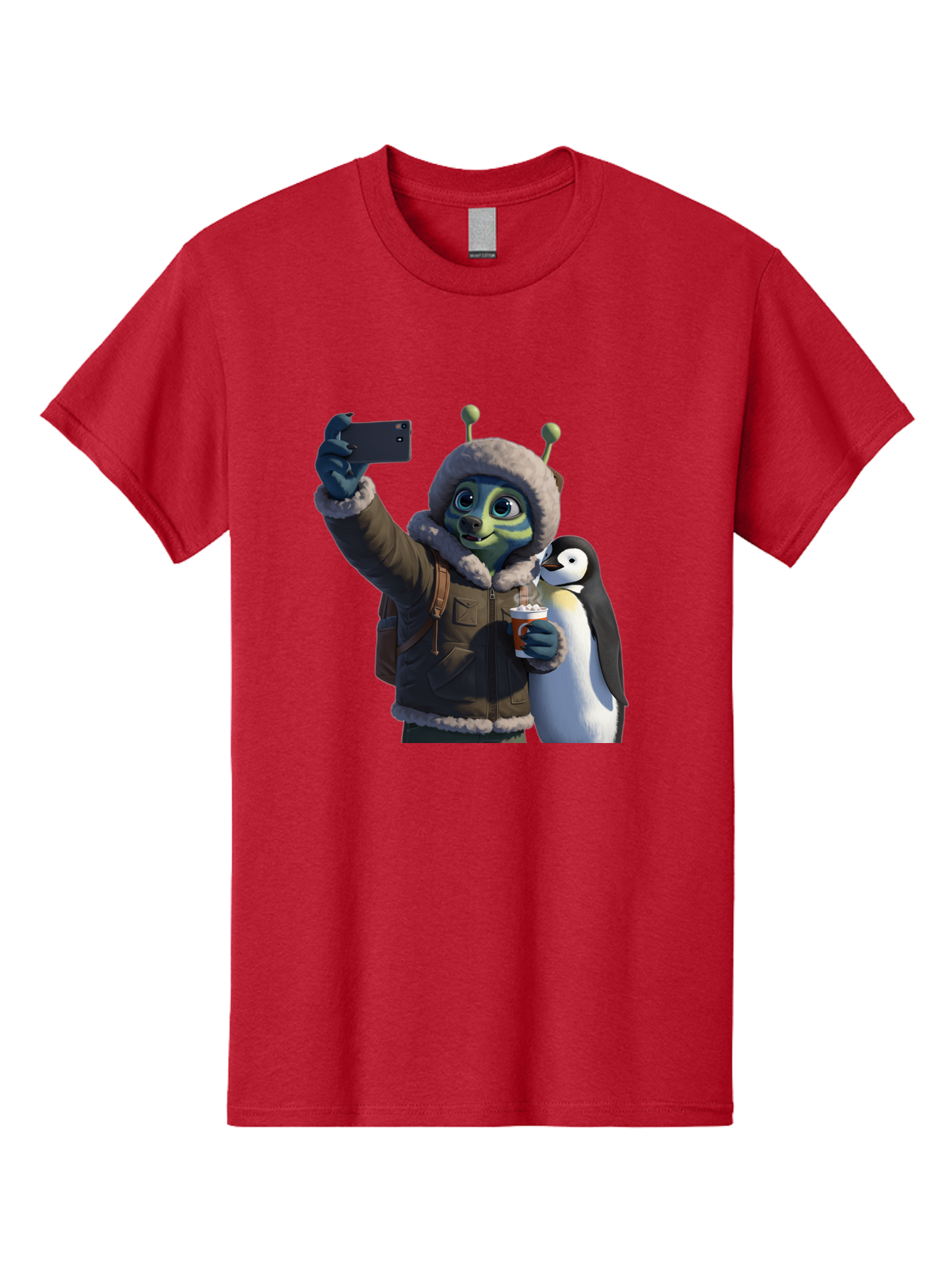Alien-With-Penguin Men'S Graphic Tee, 100% Cotton, Comfortable Casual Summer Wear, Machine Washable, Vintage Camera, Old Camera, Antique Camera, Black Camera, Classic Photography, Photography Equipment, Nostalgic Device, Film Camera, Baj926 25