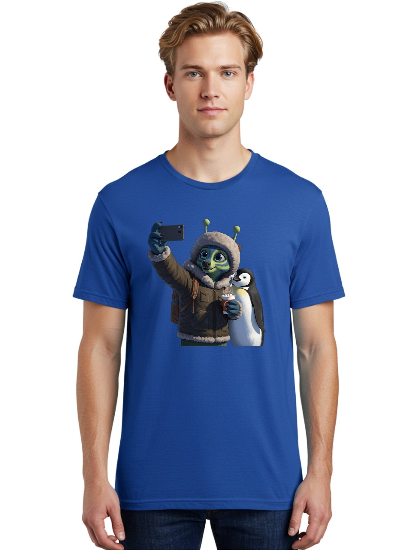 Alien-With-Penguin Men'S Graphic Tee, 100% Cotton, Comfortable Casual Summer Wear, Machine Washable, Vintage Camera, Old Camera, Antique Camera, Black Camera, Classic Photography, Photography Equipment, Nostalgic Device, Film Camera, Baj926 17