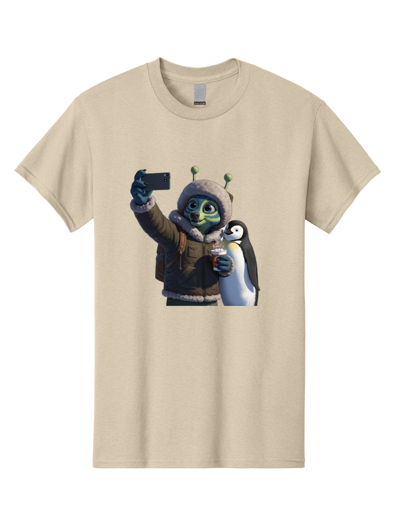 Alien-With-Penguin Men'S Graphic Tee, 100% Cotton, Comfortable Casual Summer Wear, Machine Washable, Vintage Camera, Old Camera, Antique Camera, Black Camera, Classic Photography, Photography Equipment, Nostalgic Device, Film Camera, Baj926
