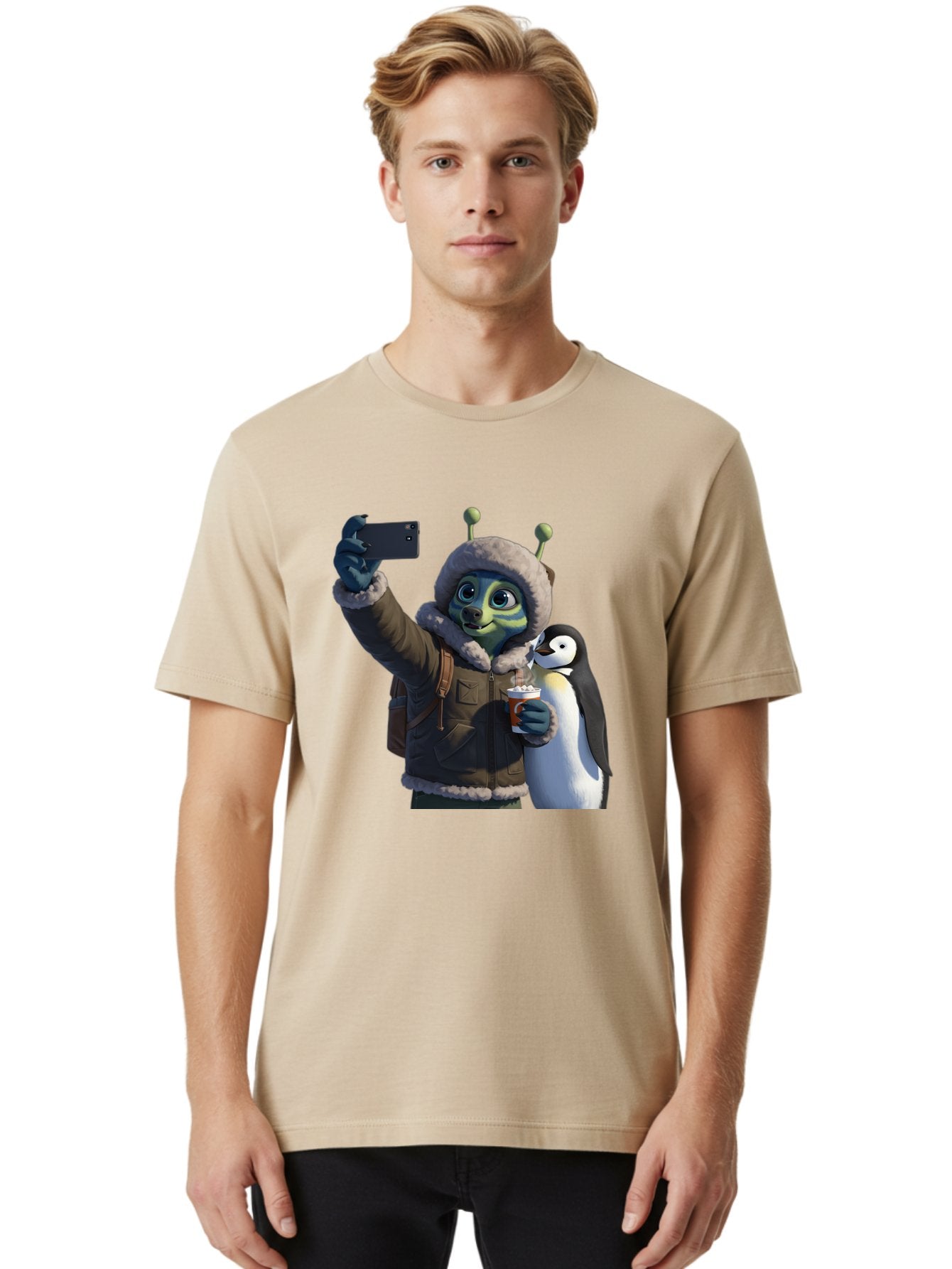 Alien-With-Penguin Men'S Graphic Tee, 100% Cotton, Comfortable Casual Summer Wear, Machine Washable, Vintage Camera, Old Camera, Antique Camera, Black Camera, Classic Photography, Photography Equipment, Nostalgic Device, Film Camera, Baj926 21