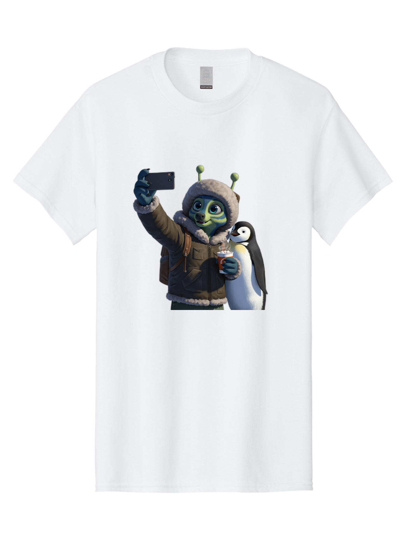 Alien-With-Penguin Men'S Graphic Tee, 100% Cotton, Comfortable Casual Summer Wear, Machine Washable, Vintage Camera, Old Camera, Antique Camera, Black Camera, Classic Photography, Photography Equipment, Nostalgic Device, Film Camera, Baj926 3