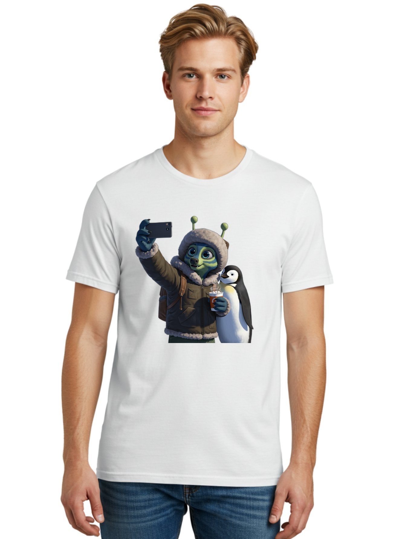 Alien-With-Penguin Men'S Graphic Tee, 100% Cotton, Comfortable Casual Summer Wear, Machine Washable, Vintage Camera, Old Camera, Antique Camera, Black Camera, Classic Photography, Photography Equipment, Nostalgic Device, Film Camera, Baj926 29