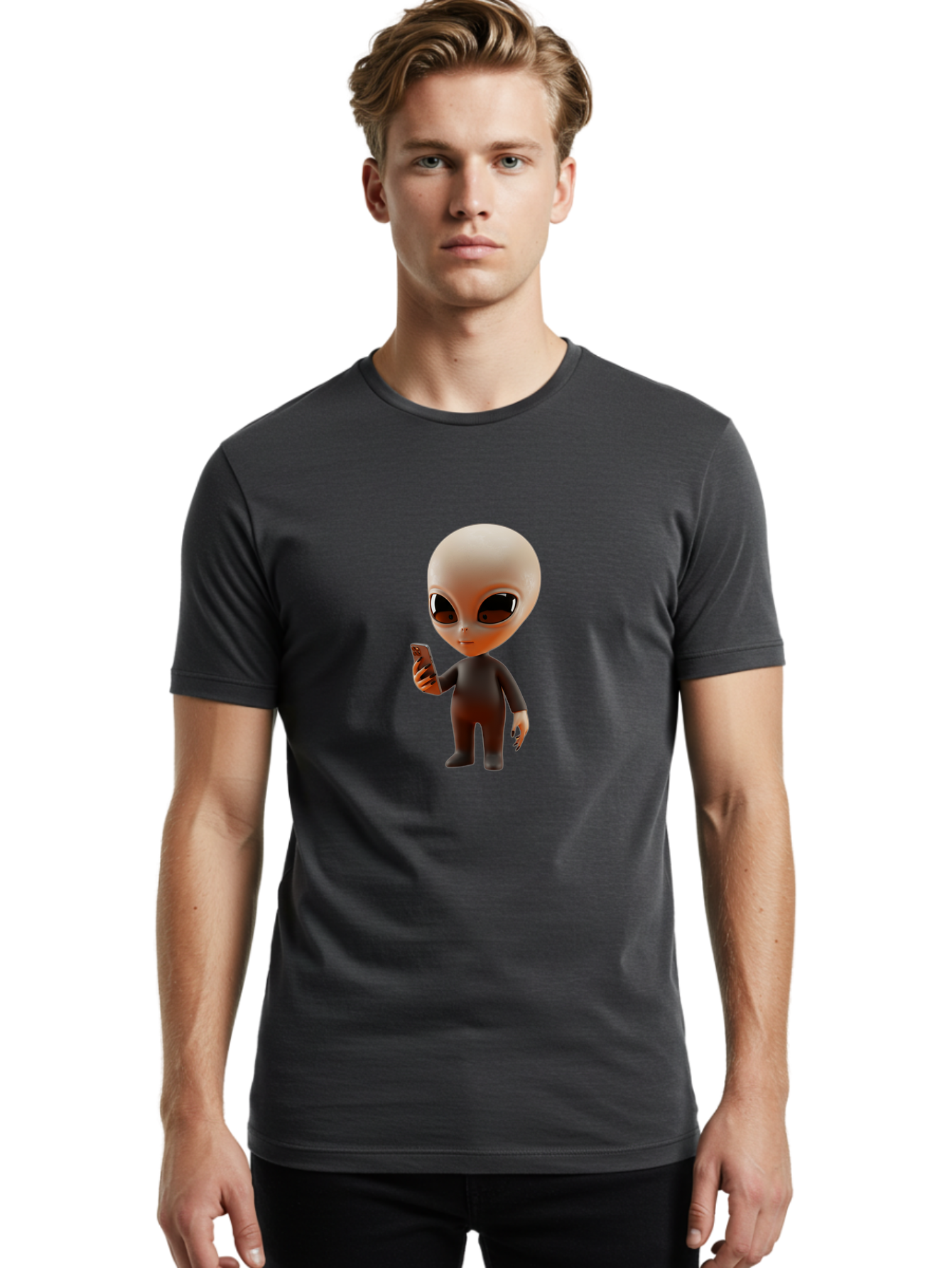 Alien-With-Smartphone Men'S Graphic Tee, 100% Cotton, Comfortable Casual Summer Wear, Machine Washable, Vintage Camera, Old Camera, Antique Camera, Black Camera, Classic Photography, Photography Equipment, Nostalgic Device, Film Camera, Baj927 26