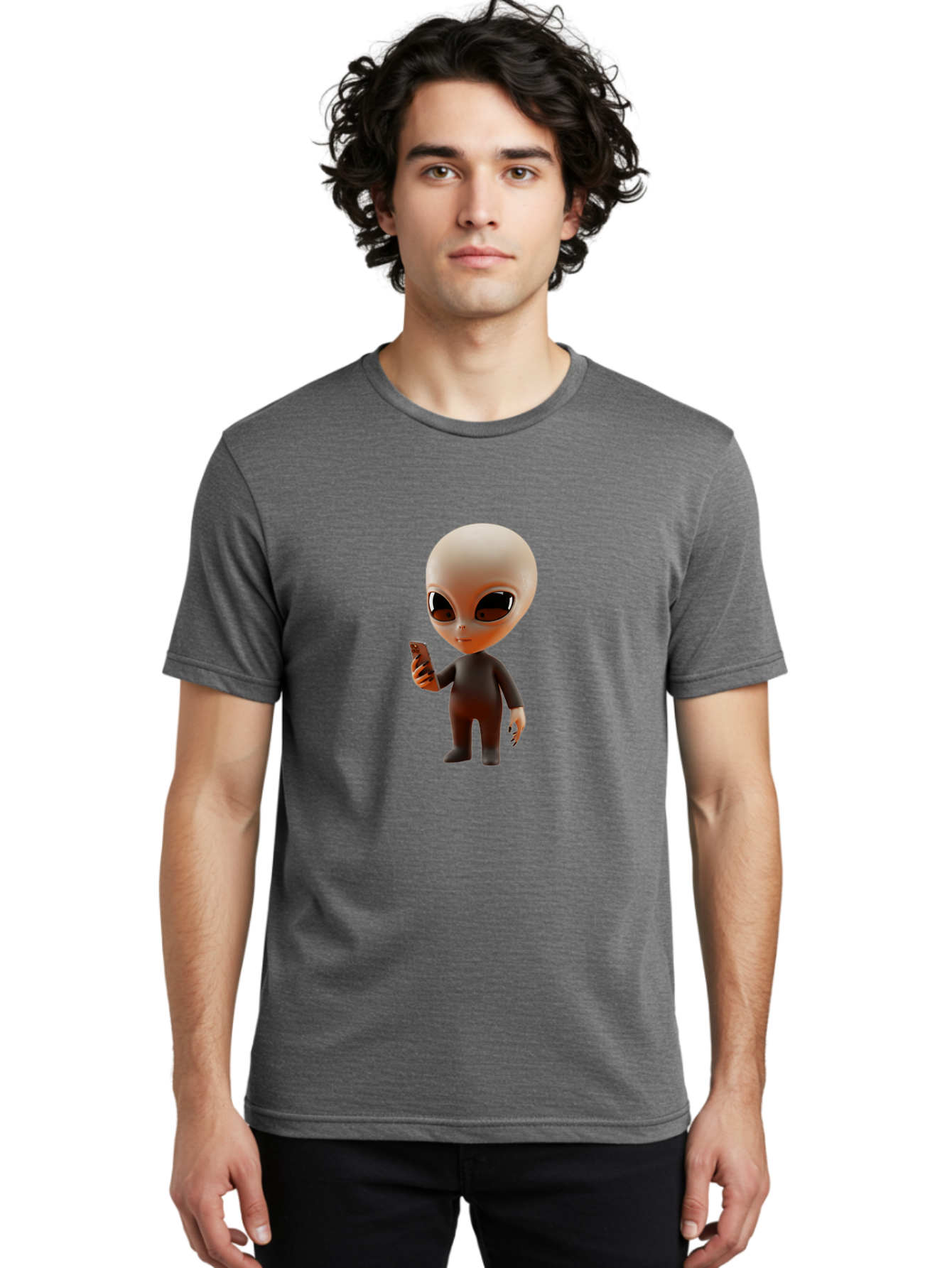 Alien-With-Smartphone Men'S Graphic Tee, 100% Cotton, Comfortable Casual Summer Wear, Machine Washable, Vintage Camera, Old Camera, Antique Camera, Black Camera, Classic Photography, Photography Equipment, Nostalgic Device, Film Camera, Baj927 18