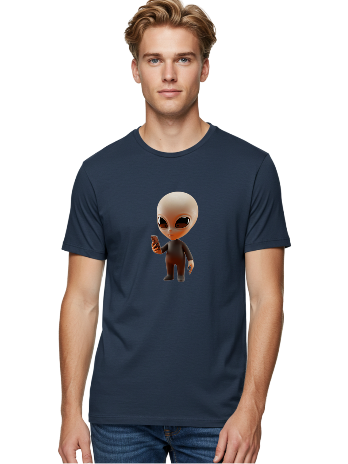 Alien-With-Smartphone Men'S Graphic Tee, 100% Cotton, Comfortable Casual Summer Wear, Machine Washable, Vintage Camera, Old Camera, Antique Camera, Black Camera, Classic Photography, Photography Equipment, Nostalgic Device, Film Camera, Baj927 24