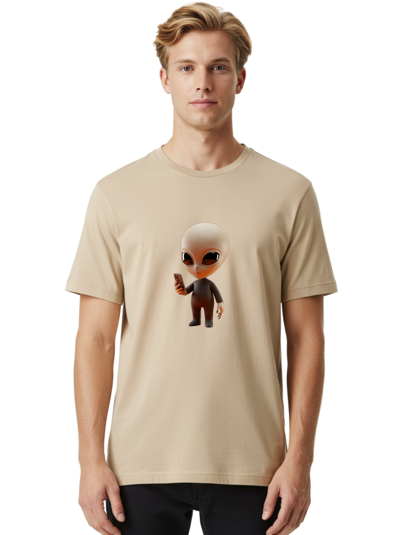 Alien-With-Smartphone Men'S Graphic Tee, 100% Cotton, Comfortable Casual Summer Wear, Machine Washable, Vintage Camera, Old Camera, Antique Camera, Black Camera, Classic Photography, Photography Equipment, Nostalgic Device, Film Camera, Baj927 8