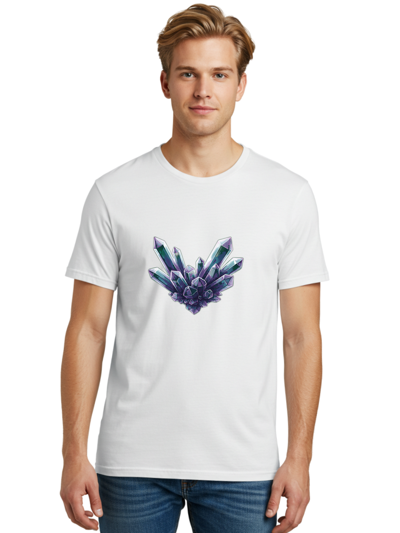 Amethyst-Crystal-Cluster-1 Men'S Graphic Tee, 100% Cotton, Comfortable Casual Summer Wear, Machine Washable, Vintage Camera, Old Camera, Antique Camera, Black Camera, Classic Photography, Photography Equipment, Nostalgic Device, Film Camera, Baj935