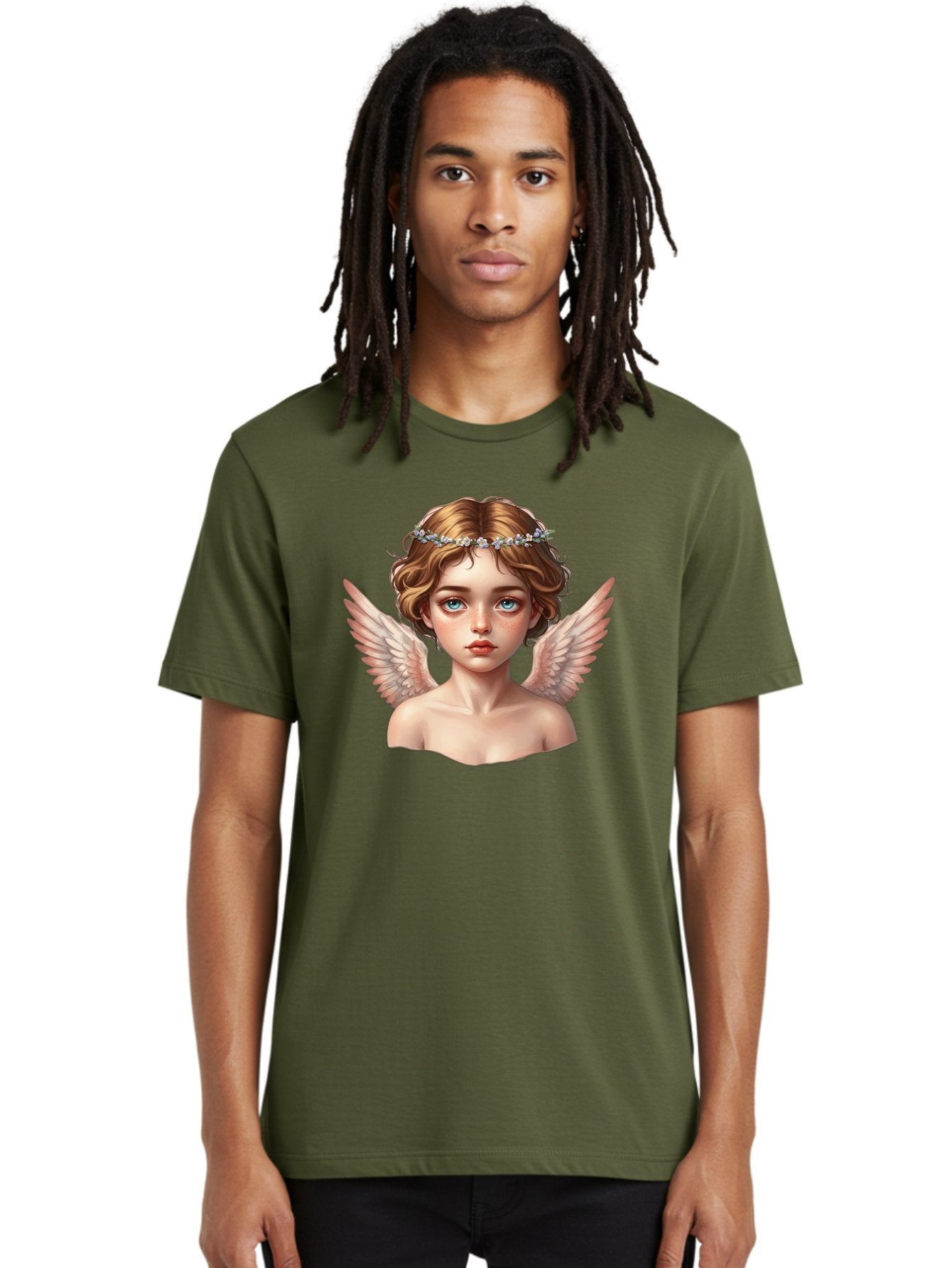 Angel-Portrait-1 Men'S Graphic Tee, 100% Cotton, Comfortable Casual Summer Wear, Machine Washable, Vintage Camera, Old Camera, Antique Camera, Black Camera, Classic Photography, Photography Equipment, Nostalgic Device, Film Camera, Camera Art Baj941 27
