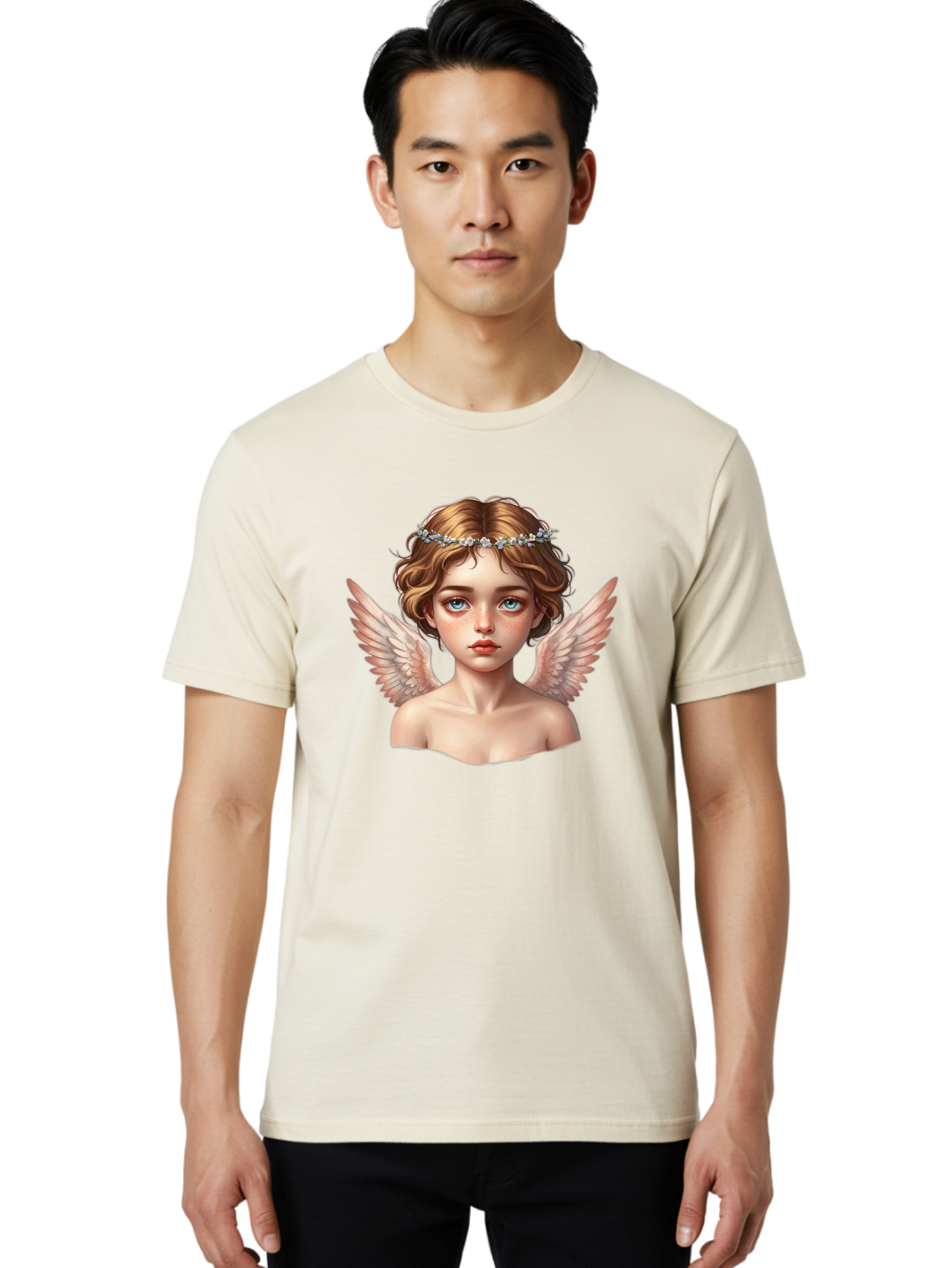 Angel-Portrait-1 Men'S Graphic Tee, 100% Cotton, Comfortable Casual Summer Wear, Machine Washable, Vintage Camera, Old Camera, Antique Camera, Black Camera, Classic Photography, Photography Equipment, Nostalgic Device, Film Camera, Camera Art Baj941 18