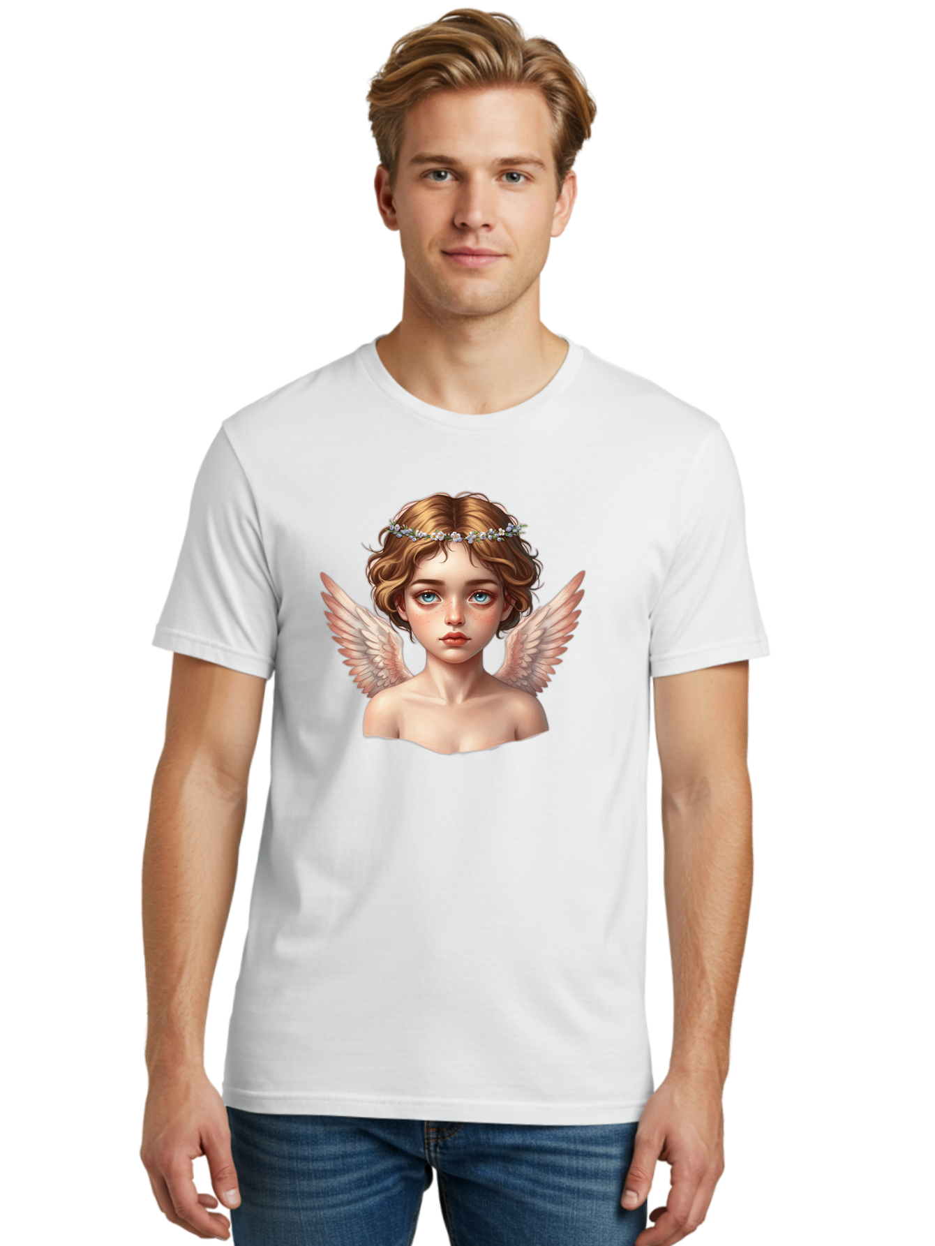 Angel-Portrait-1 Men'S Graphic Tee, 100% Cotton, Comfortable Casual Summer Wear, Machine Washable, Vintage Camera, Old Camera, Antique Camera, Black Camera, Classic Photography, Photography Equipment, Nostalgic Device, Film Camera, Camera Art Baj941 22