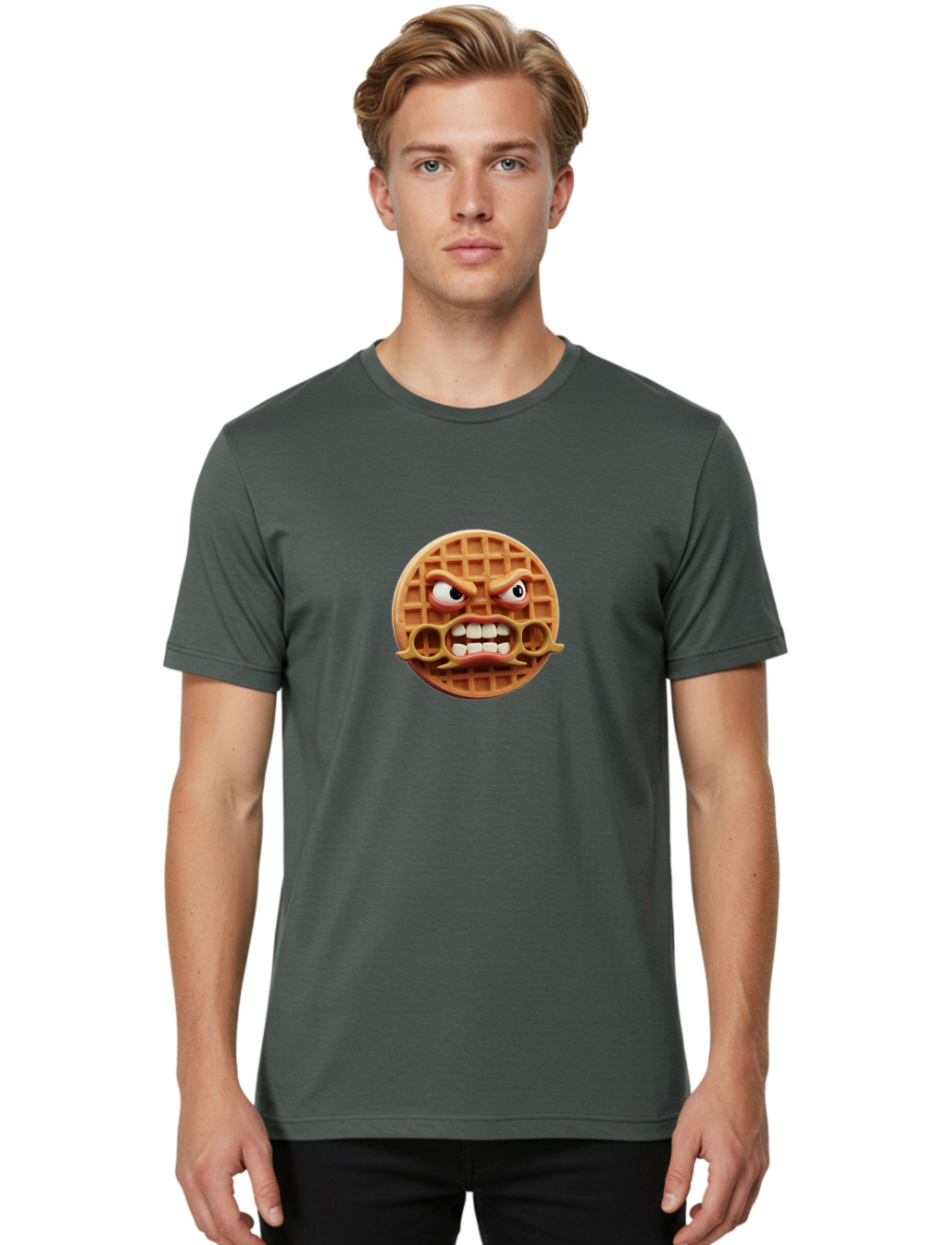 Angry-Face-Waffle Men'S Graphic Tee, 100% Cotton, Comfortable Casual Summer Wear, Machine Washable, Vintage Camera, Old Camera, Antique Camera, Black Camera, Classic Photography, Photography Equipment, Nostalgic Device, Film Camera, Camera Art Baj953