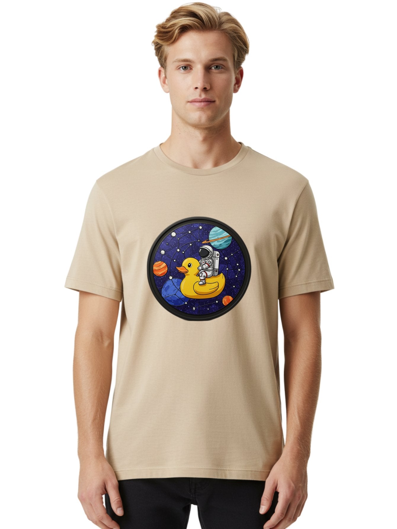 Astronaut-On-Duck-1 Men'S Graphic Tee, 100% Cotton, Comfortable Casual Summer Wear, Machine Washable, Vintage Camera, Old Camera, Antique Camera, Black Camera, Classic Photography, Photography Equipment, Nostalgic Device, Film Camera, Baj970 19