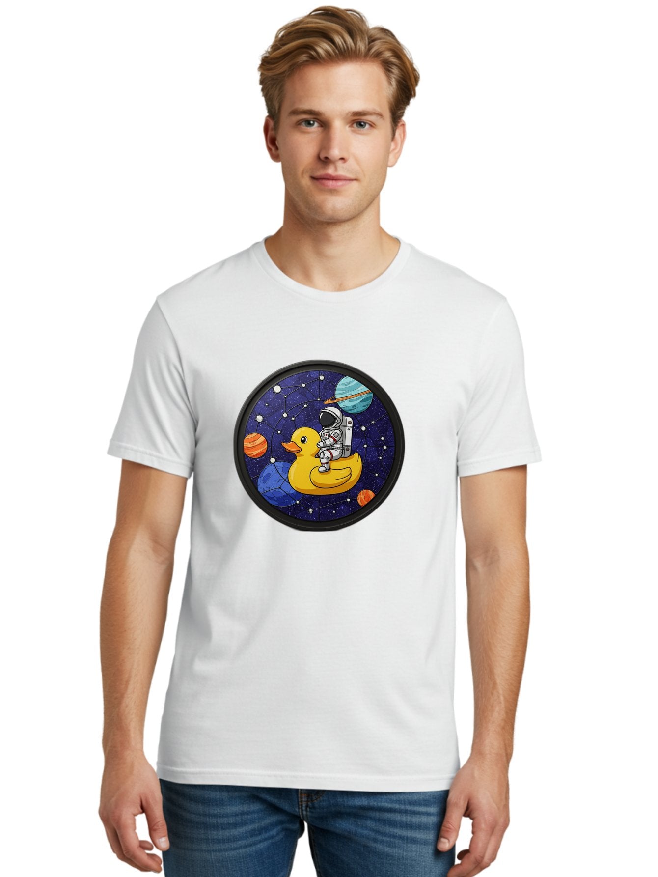 Astronaut-On-Duck-1 Men'S Graphic Tee, 100% Cotton, Comfortable Casual Summer Wear, Machine Washable, Vintage Camera, Old Camera, Antique Camera, Black Camera, Classic Photography, Photography Equipment, Nostalgic Device, Film Camera, Baj970 28