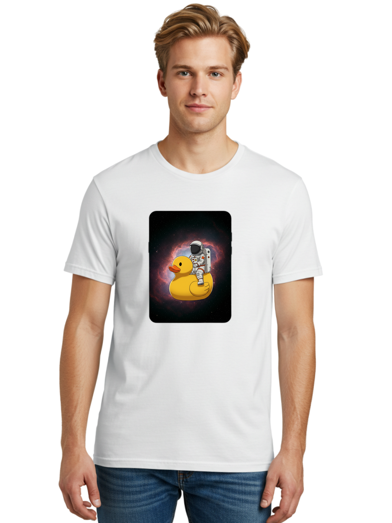 Astronaut-Riding-Rubber-Duck-1 Men'S Graphic Tee, 100% Cotton, Comfortable Casual Summer Wear, Machine Washable, Vintage Camera, Old Camera, Antique Camera, Black Camera, Classic Photography, Photography Equipment, Nostalgic Device, Baj977