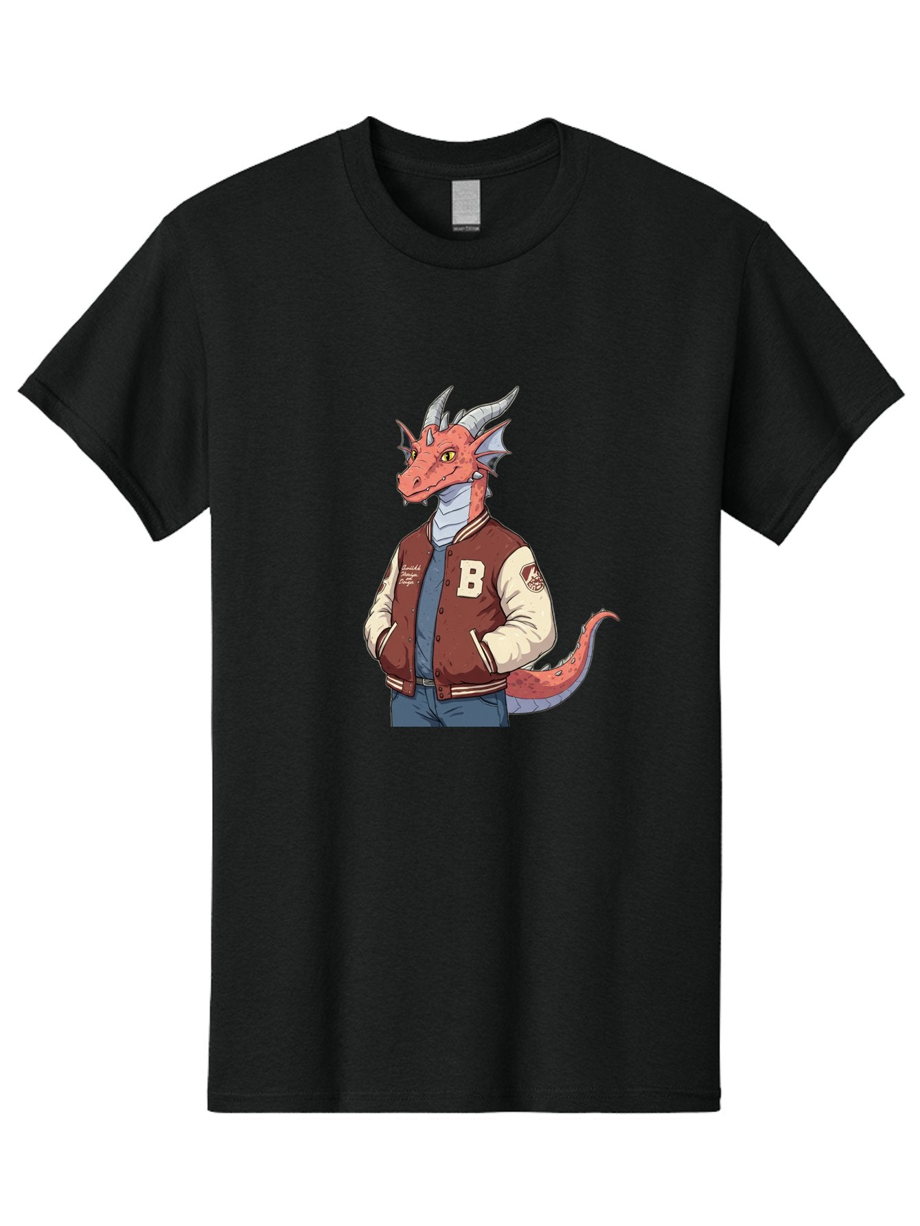 B-Letter-Jacket-Dragon-1 Men'S Graphic Tee, 100% Cotton, Comfortable Casual Summer Wear, Machine Washable, Vintage Camera, Old Camera, Antique Camera, Black Camera, Classic Photography, Photography Equipment, Nostalgic Device, Film Camera, Baj991 8