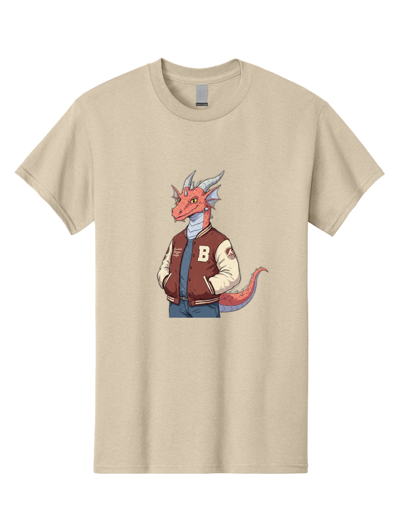 B-Letter-Jacket-Dragon-1 Men'S Graphic Tee, 100% Cotton, Comfortable Casual Summer Wear, Machine Washable, Vintage Camera, Old Camera, Antique Camera, Black Camera, Classic Photography, Photography Equipment, Nostalgic Device, Film Camera, Baj991 11