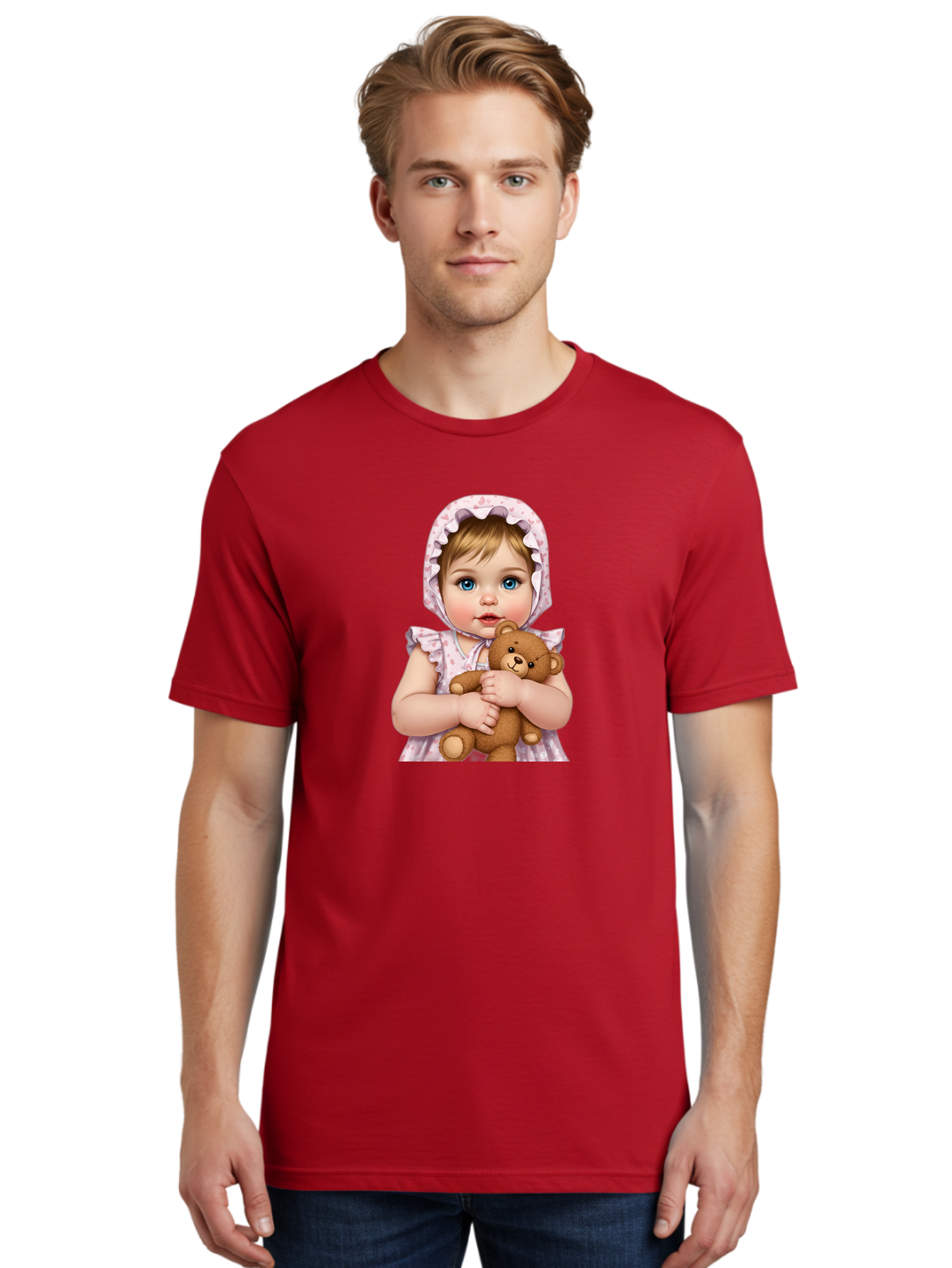 Baby-Girl-Hugging-Teddy Men'S Graphic Tee, 100% Cotton, Comfortable Casual Summer Wear, Machine Washable, Vintage Camera, Old Camera, Antique Camera, Black Camera, Classic Photography, Photography Equipment, Nostalgic Device, Film Camera, Bak007 28