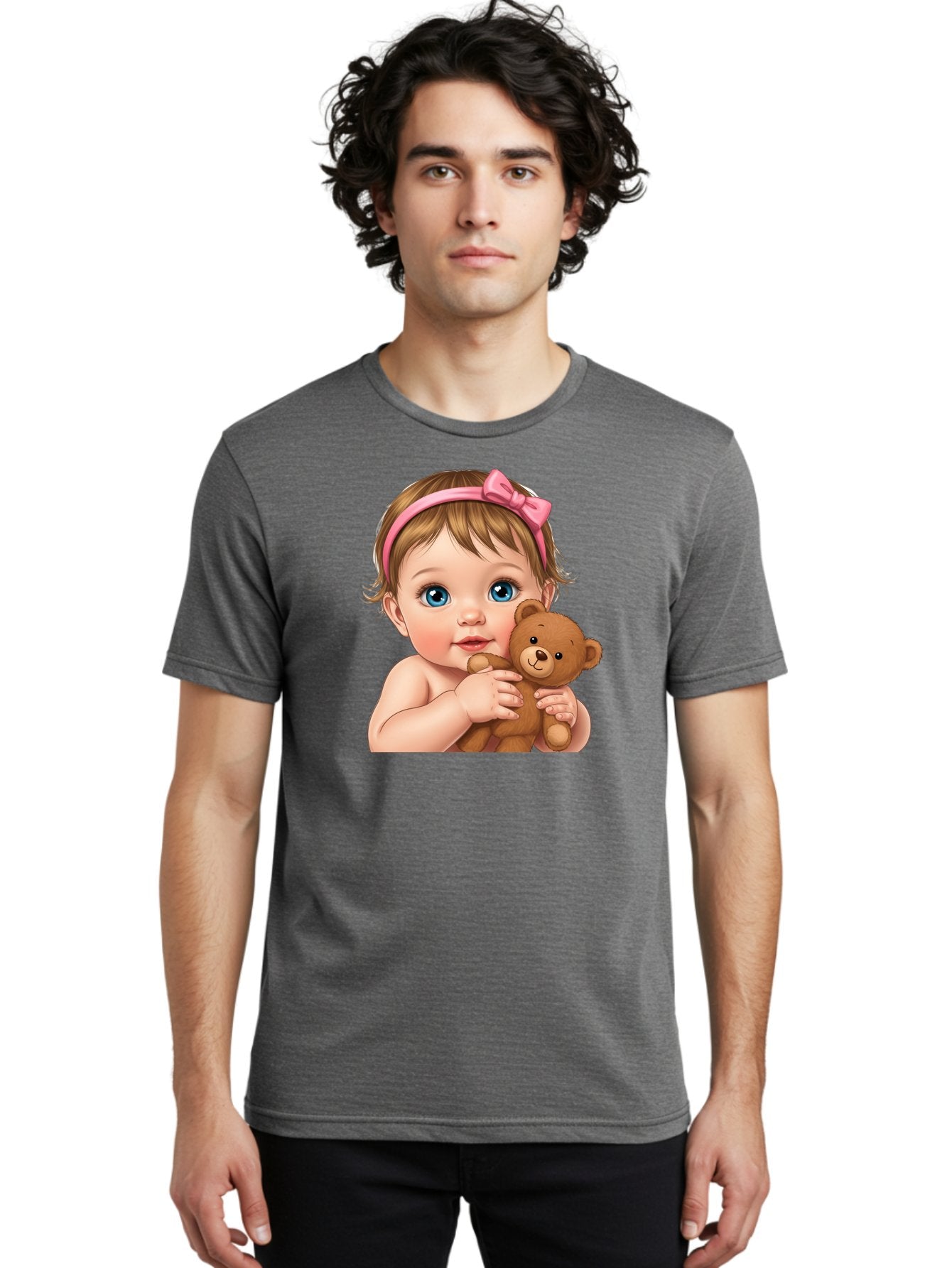 Baby-Girl-With-Teddy-1 Men'S Graphic Tee, 100% Cotton, Comfortable Casual Summer Wear, Machine Washable, Vintage Camera, Old Camera, Antique Camera, Black Camera, Classic Photography, Photography Equipment, Nostalgic Device, Film Camera, Bak008 19