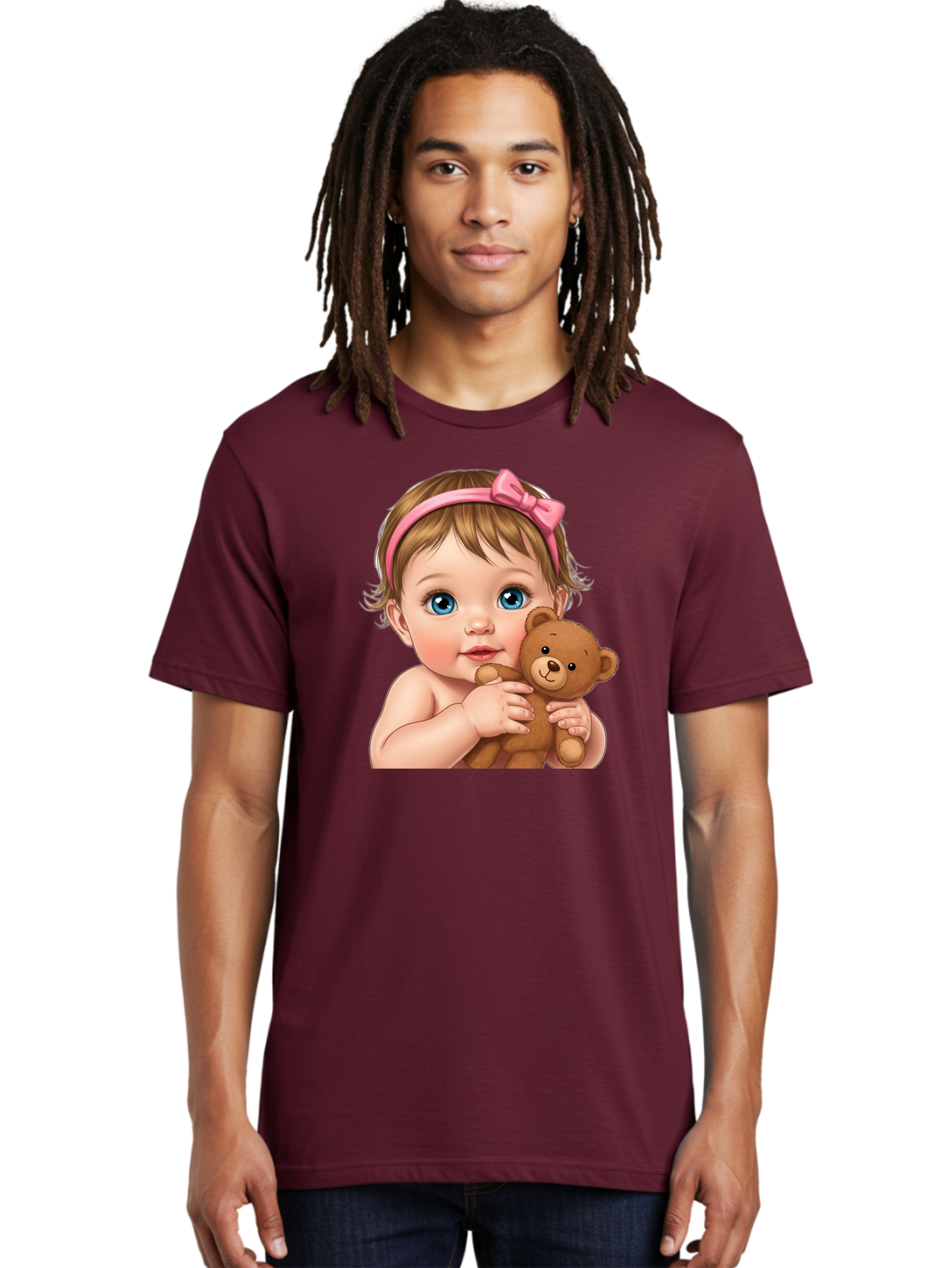 Baby-Girl-With-Teddy-1 Men'S Graphic Tee, 100% Cotton, Comfortable Casual Summer Wear, Machine Washable, Vintage Camera, Old Camera, Antique Camera, Black Camera, Classic Photography, Photography Equipment, Nostalgic Device, Film Camera, Bak008 25