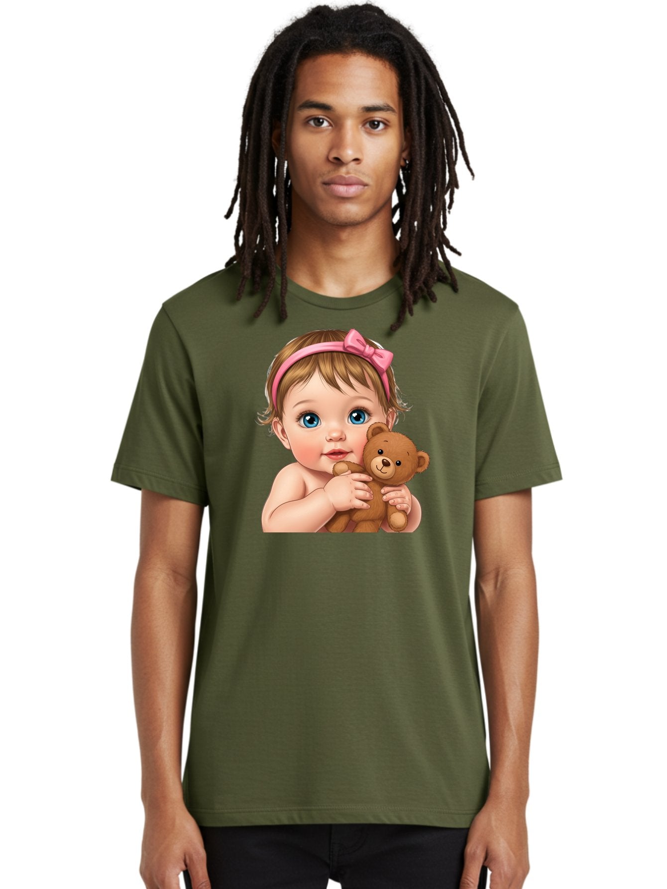 Baby-Girl-With-Teddy-1 Men'S Graphic Tee, 100% Cotton, Comfortable Casual Summer Wear, Machine Washable, Vintage Camera, Old Camera, Antique Camera, Black Camera, Classic Photography, Photography Equipment, Nostalgic Device, Film Camera, Bak008 25