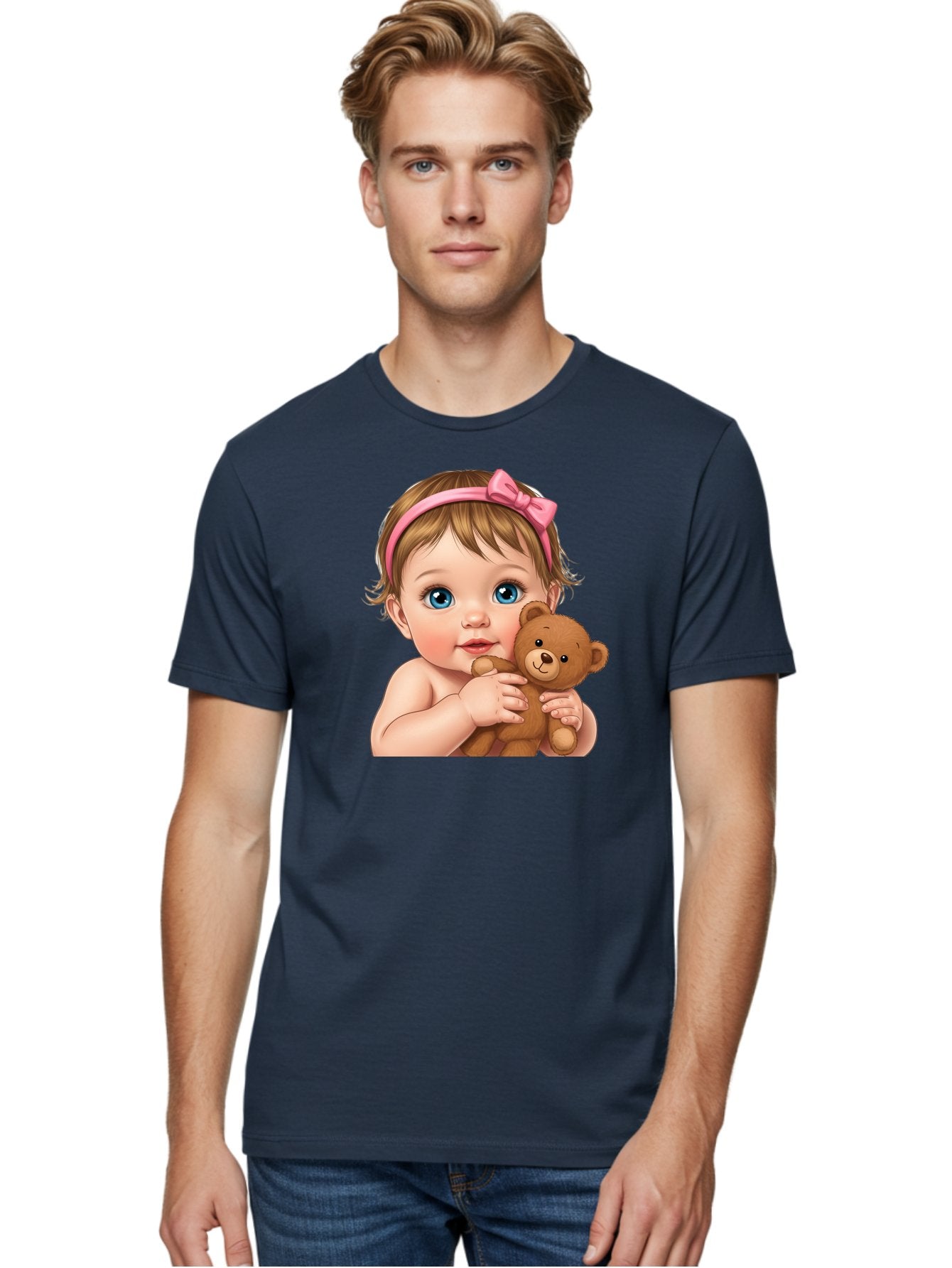 Baby-Girl-With-Teddy-1 Men'S Graphic Tee, 100% Cotton, Comfortable Casual Summer Wear, Machine Washable, Vintage Camera, Old Camera, Antique Camera, Black Camera, Classic Photography, Photography Equipment, Nostalgic Device, Film Camera, Bak008 18