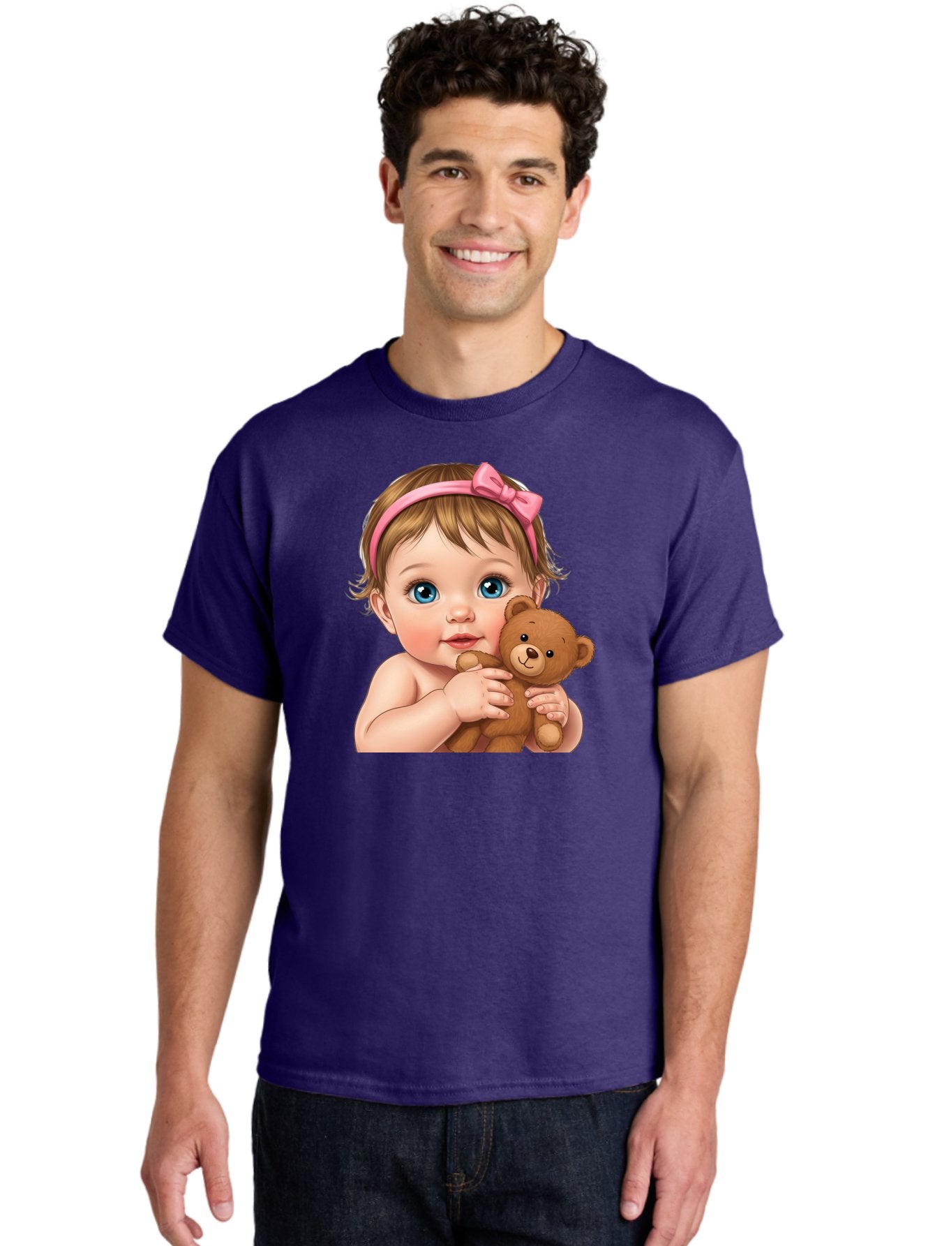 Baby-Girl-With-Teddy-1 Men'S Graphic Tee, 100% Cotton, Comfortable Casual Summer Wear, Machine Washable, Vintage Camera, Old Camera, Antique Camera, Black Camera, Classic Photography, Photography Equipment, Nostalgic Device, Film Camera, Bak008 29