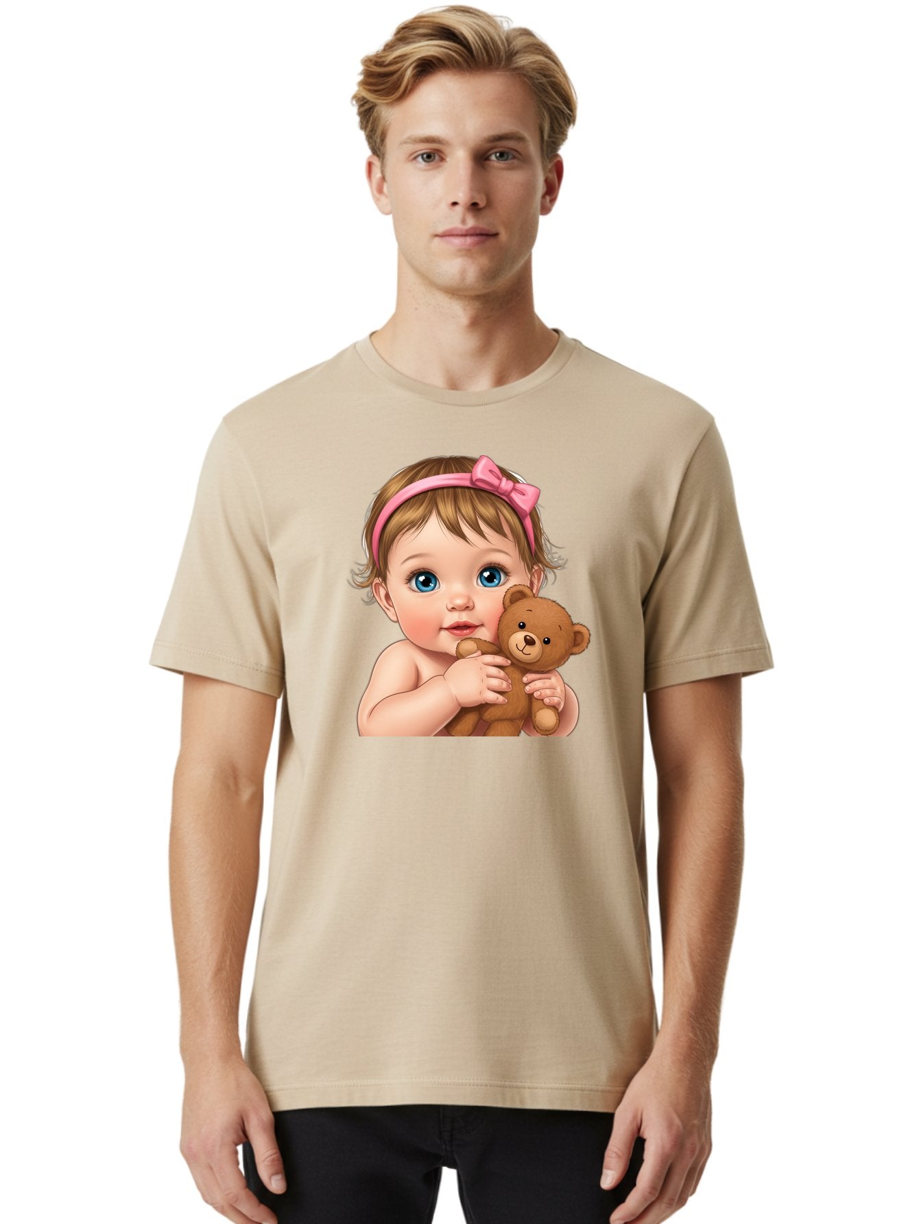 Baby-Girl-With-Teddy-1 Men'S Graphic Tee, 100% Cotton, Comfortable Casual Summer Wear, Machine Washable, Vintage Camera, Old Camera, Antique Camera, Black Camera, Classic Photography, Photography Equipment, Nostalgic Device, Film Camera, Bak008 20