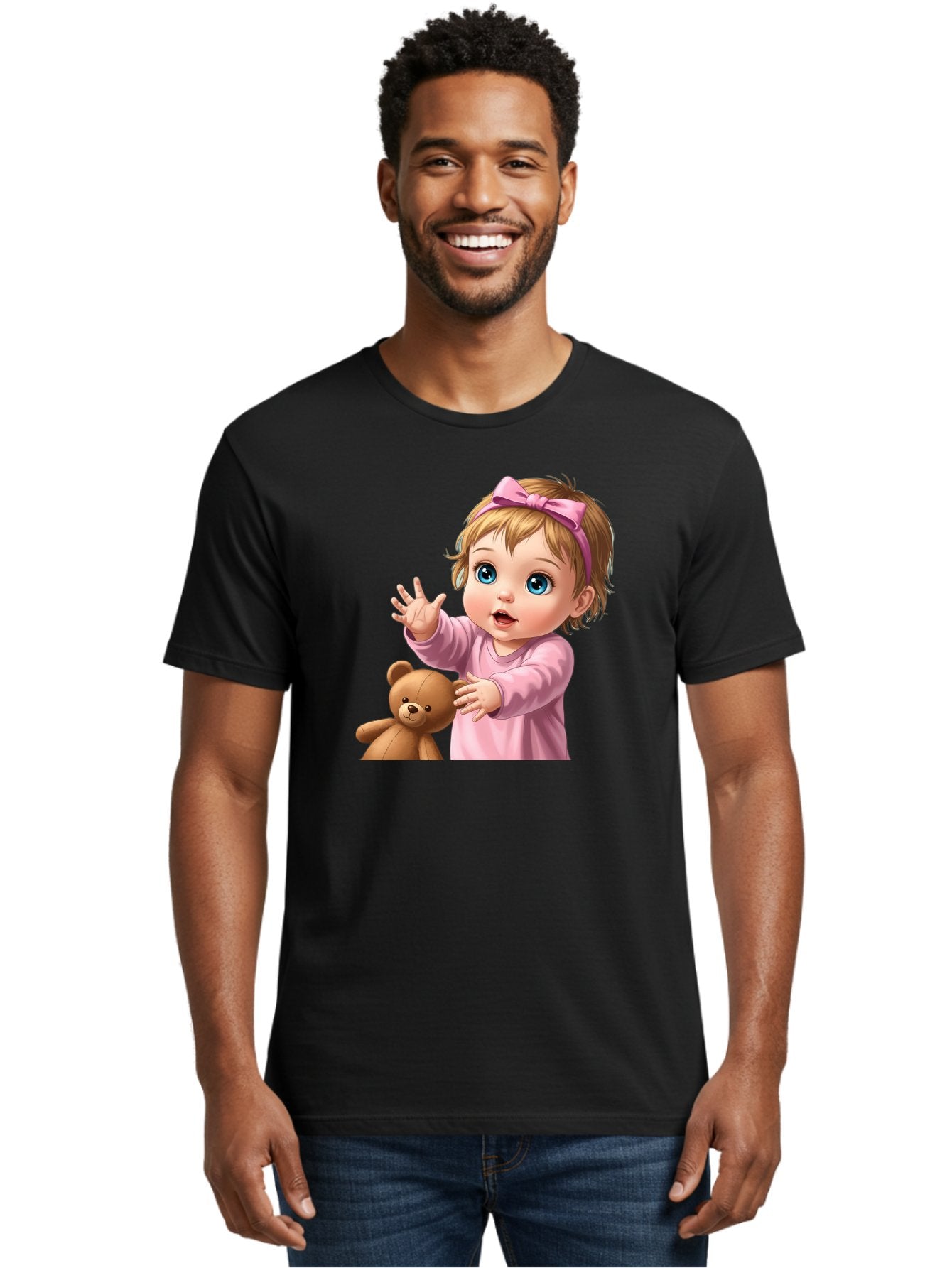 Baby-Girl-With-Teddy-3 Men'S Graphic Tee, 100% Cotton, Comfortable Casual Summer Wear, Machine Washable, Vintage Camera, Old Camera, Antique Camera, Black Camera, Classic Photography, Photography Equipment, Nostalgic Device, Film Camera, Bak010 23
