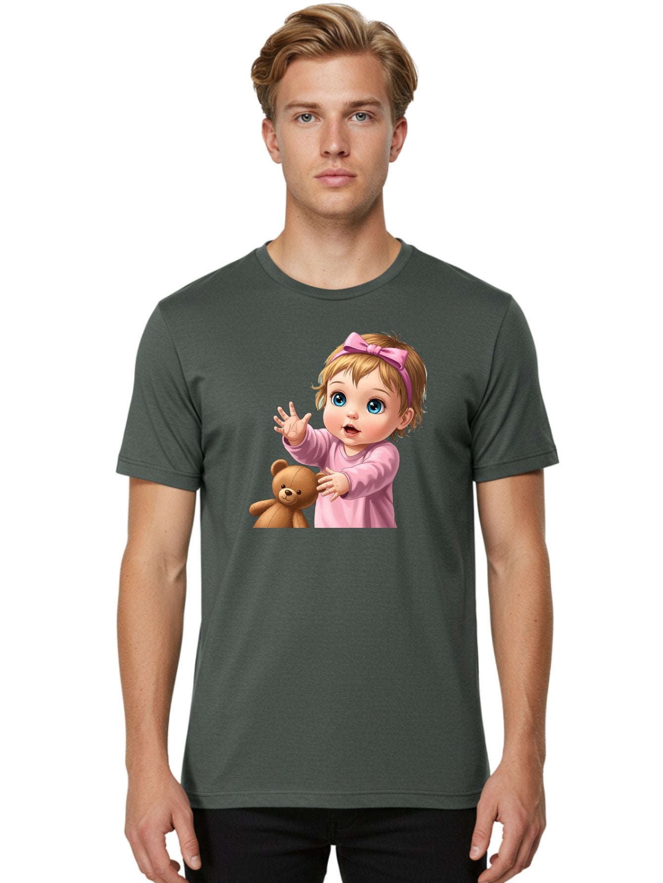 Baby-Girl-With-Teddy-3 Men'S Graphic Tee, 100% Cotton, Comfortable Casual Summer Wear, Machine Washable, Vintage Camera, Old Camera, Antique Camera, Black Camera, Classic Photography, Photography Equipment, Nostalgic Device, Film Camera, Bak010 19