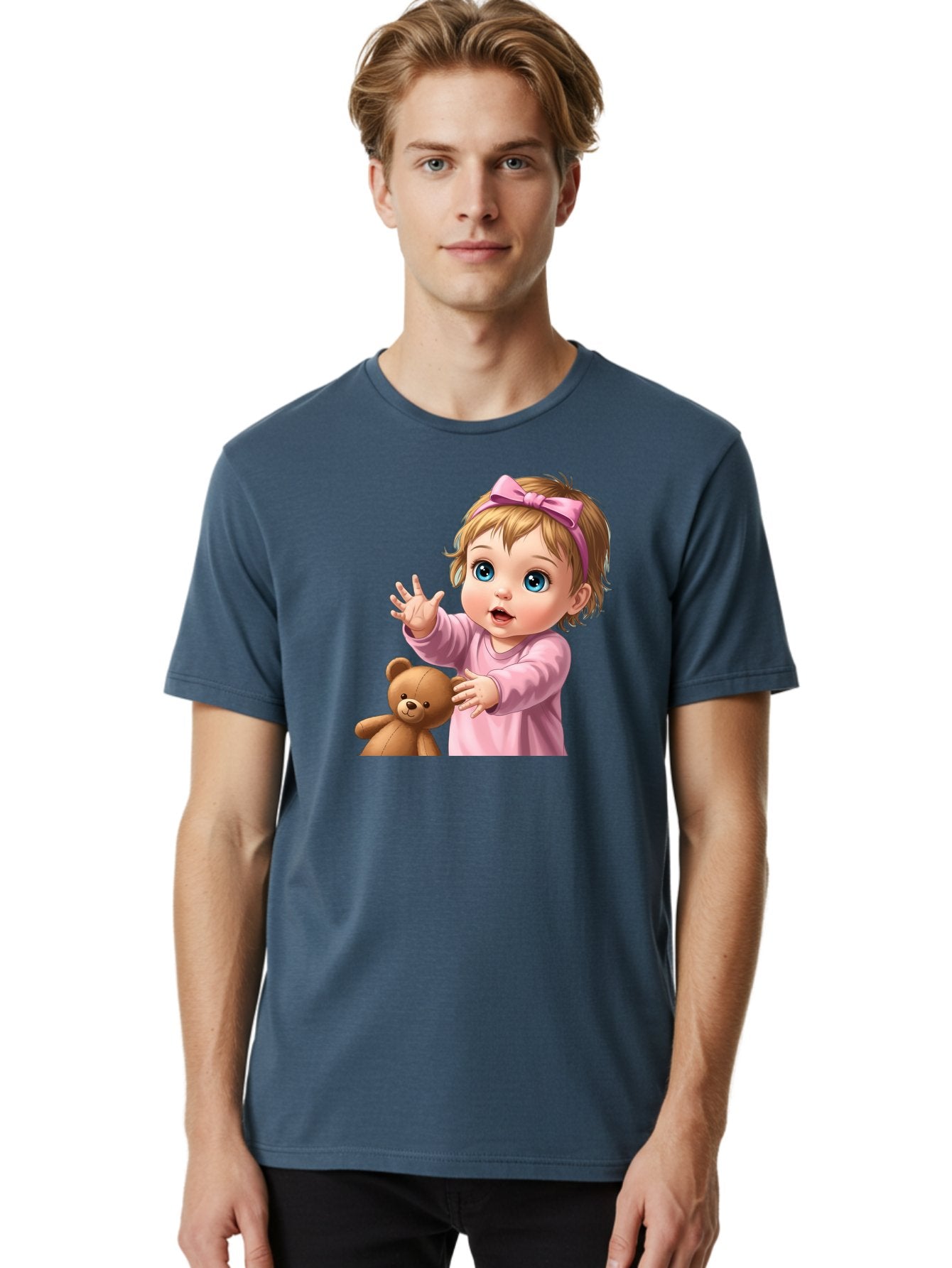 Baby-Girl-With-Teddy-3 Men'S Graphic Tee, 100% Cotton, Comfortable Casual Summer Wear, Machine Washable, Vintage Camera, Old Camera, Antique Camera, Black Camera, Classic Photography, Photography Equipment, Nostalgic Device, Film Camera, Bak010 30