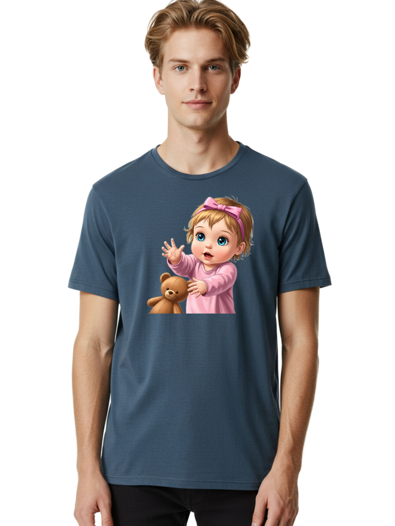 Baby-Girl-With-Teddy-3 Men'S Graphic Tee, 100% Cotton, Comfortable Casual Summer Wear, Machine Washable, Vintage Camera, Old Camera, Antique Camera, Black Camera, Classic Photography, Photography Equipment, Nostalgic Device, Film Camera, Bak010 16
