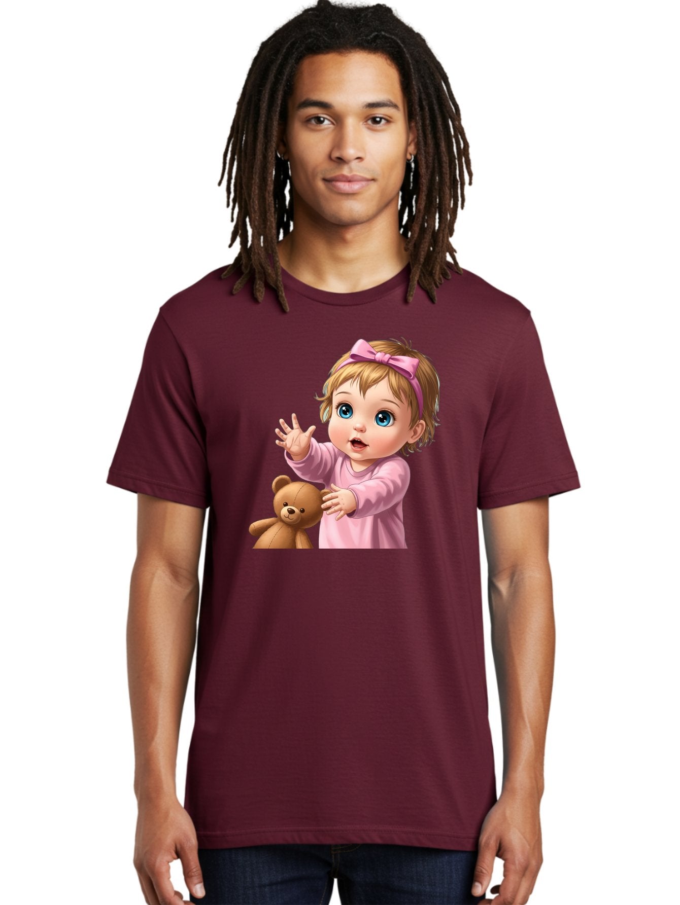 Baby-Girl-With-Teddy-3 Men'S Graphic Tee, 100% Cotton, Comfortable Casual Summer Wear, Machine Washable, Vintage Camera, Old Camera, Antique Camera, Black Camera, Classic Photography, Photography Equipment, Nostalgic Device, Film Camera, Bak010 17