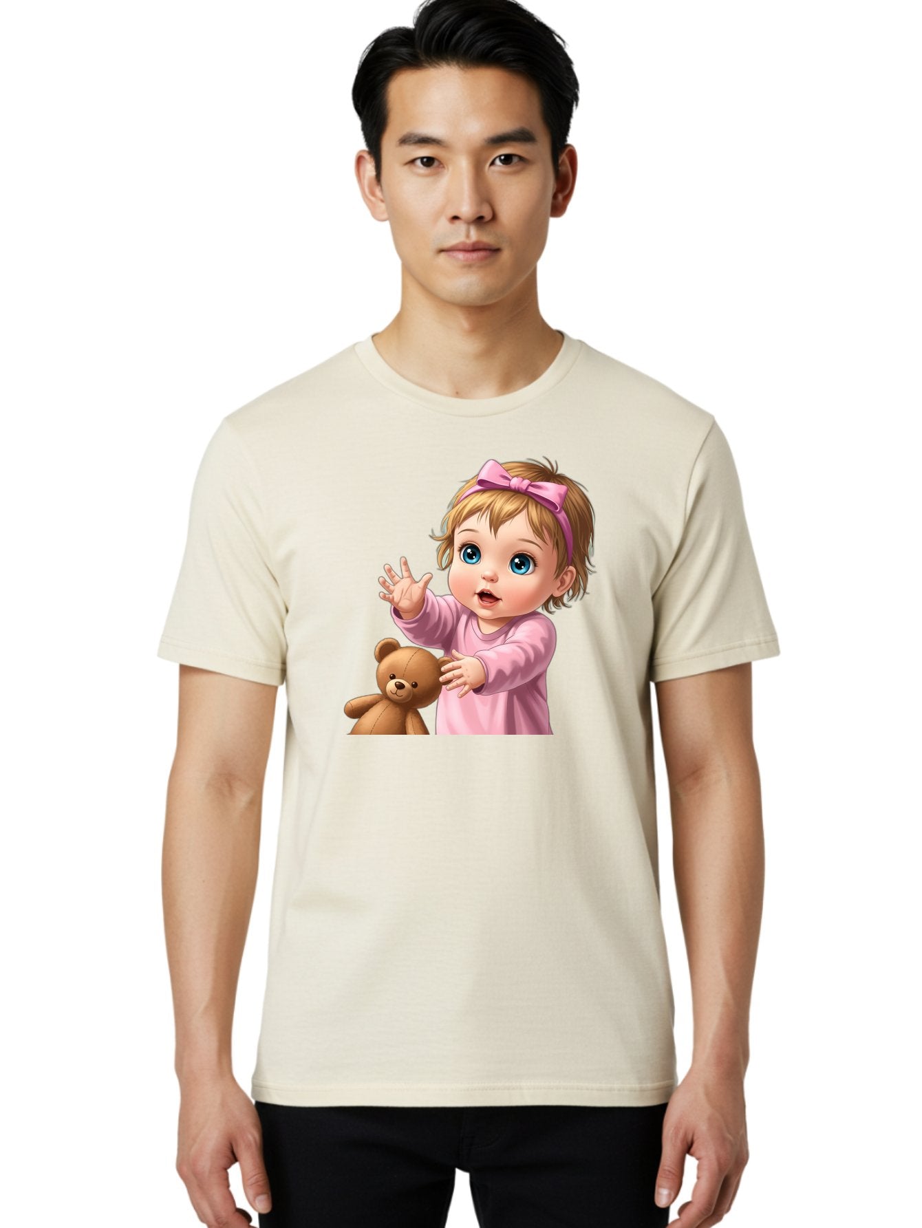 Baby-Girl-With-Teddy-3 Men'S Graphic Tee, 100% Cotton, Comfortable Casual Summer Wear, Machine Washable, Vintage Camera, Old Camera, Antique Camera, Black Camera, Classic Photography, Photography Equipment, Nostalgic Device, Film Camera, Bak010 21