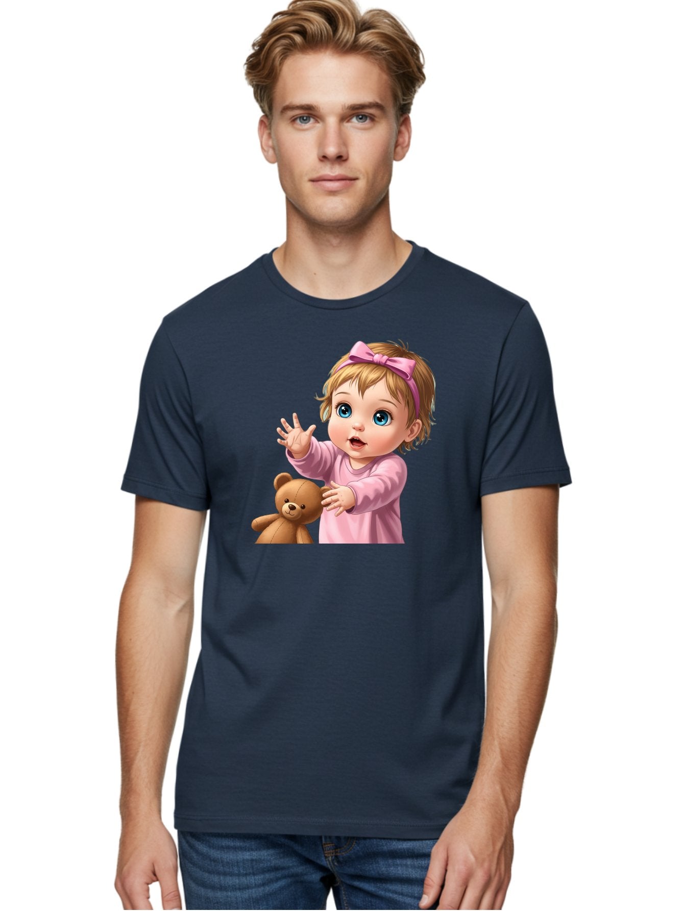 Baby-Girl-With-Teddy-3 Men'S Graphic Tee, 100% Cotton, Comfortable Casual Summer Wear, Machine Washable, Vintage Camera, Old Camera, Antique Camera, Black Camera, Classic Photography, Photography Equipment, Nostalgic Device, Film Camera, Bak010 24